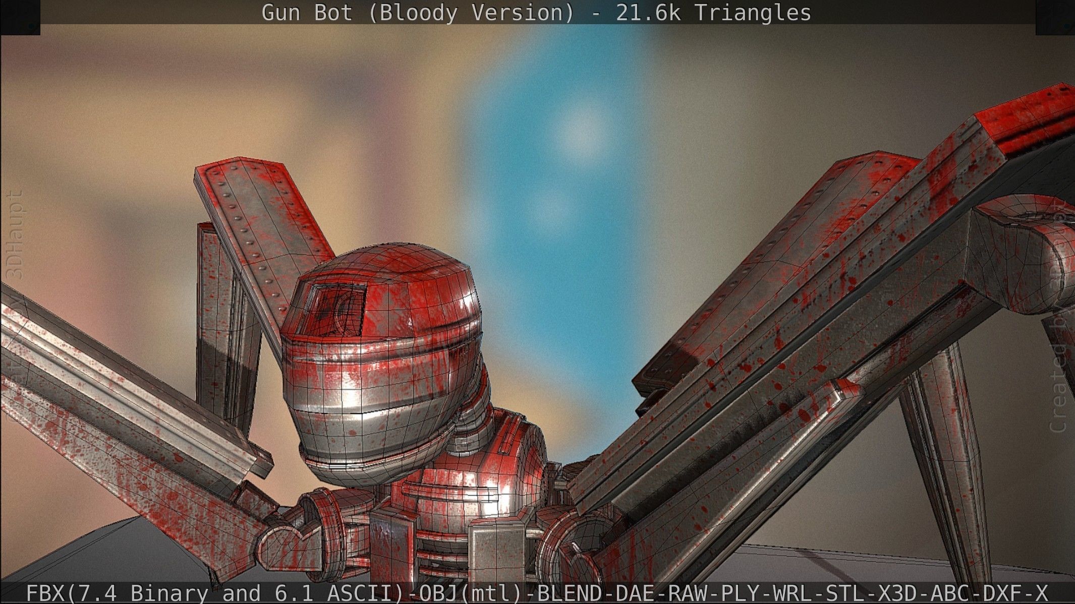 Bloody Gun Bot Low-poly 3D model_105