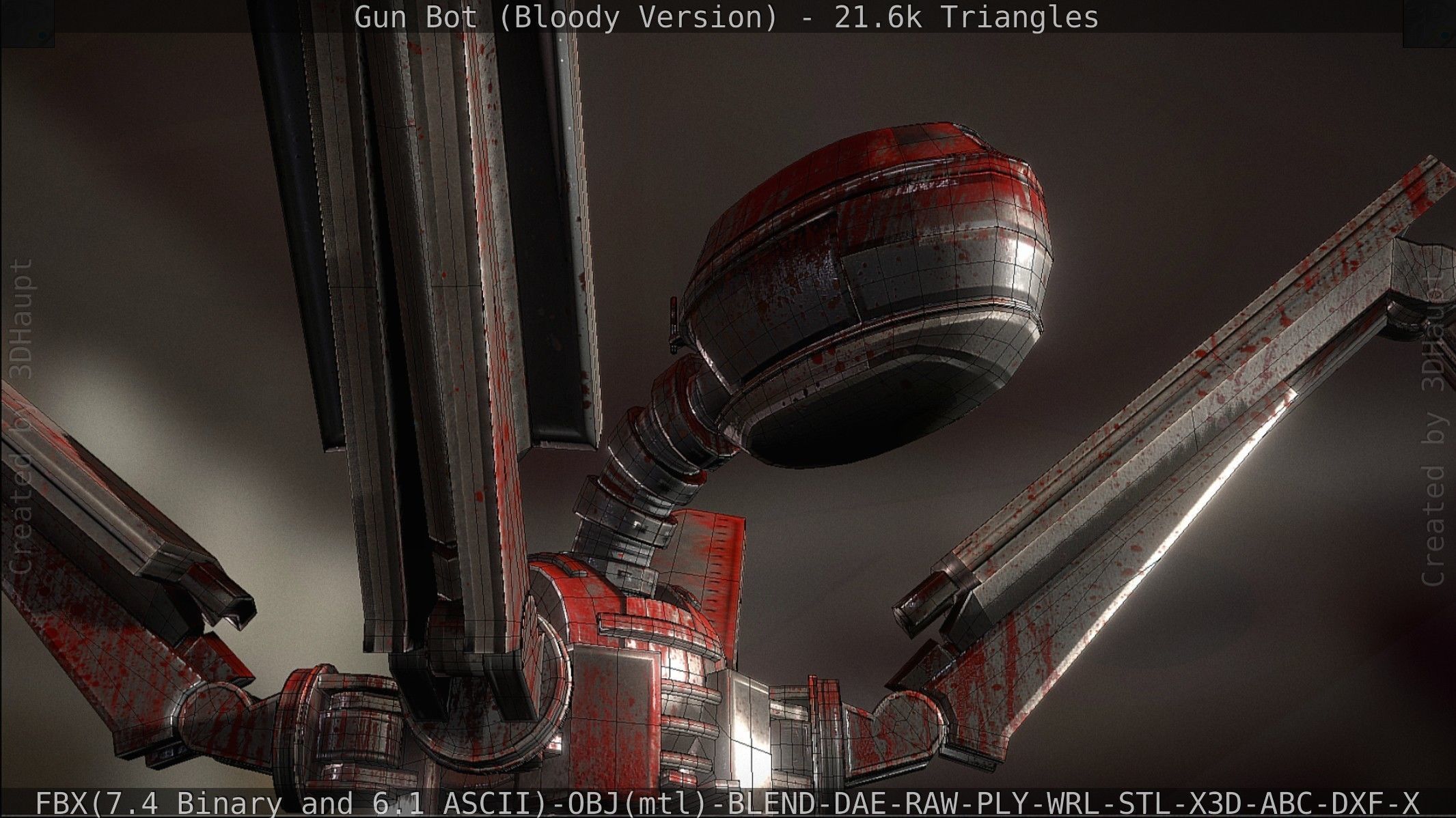 Bloody Gun Bot Low-poly 3D model_101