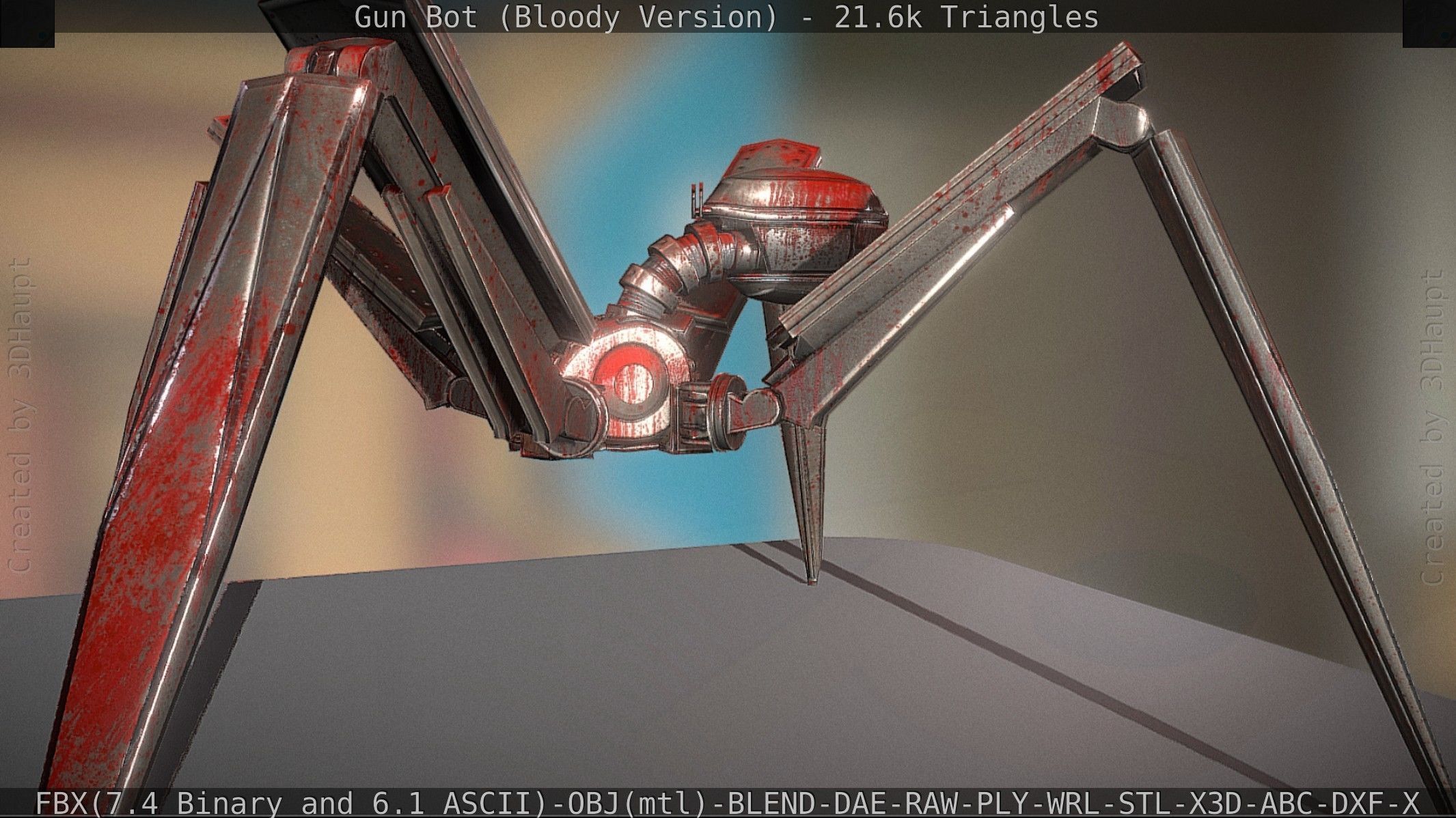Bloody Gun Bot Low-poly 3D model_26