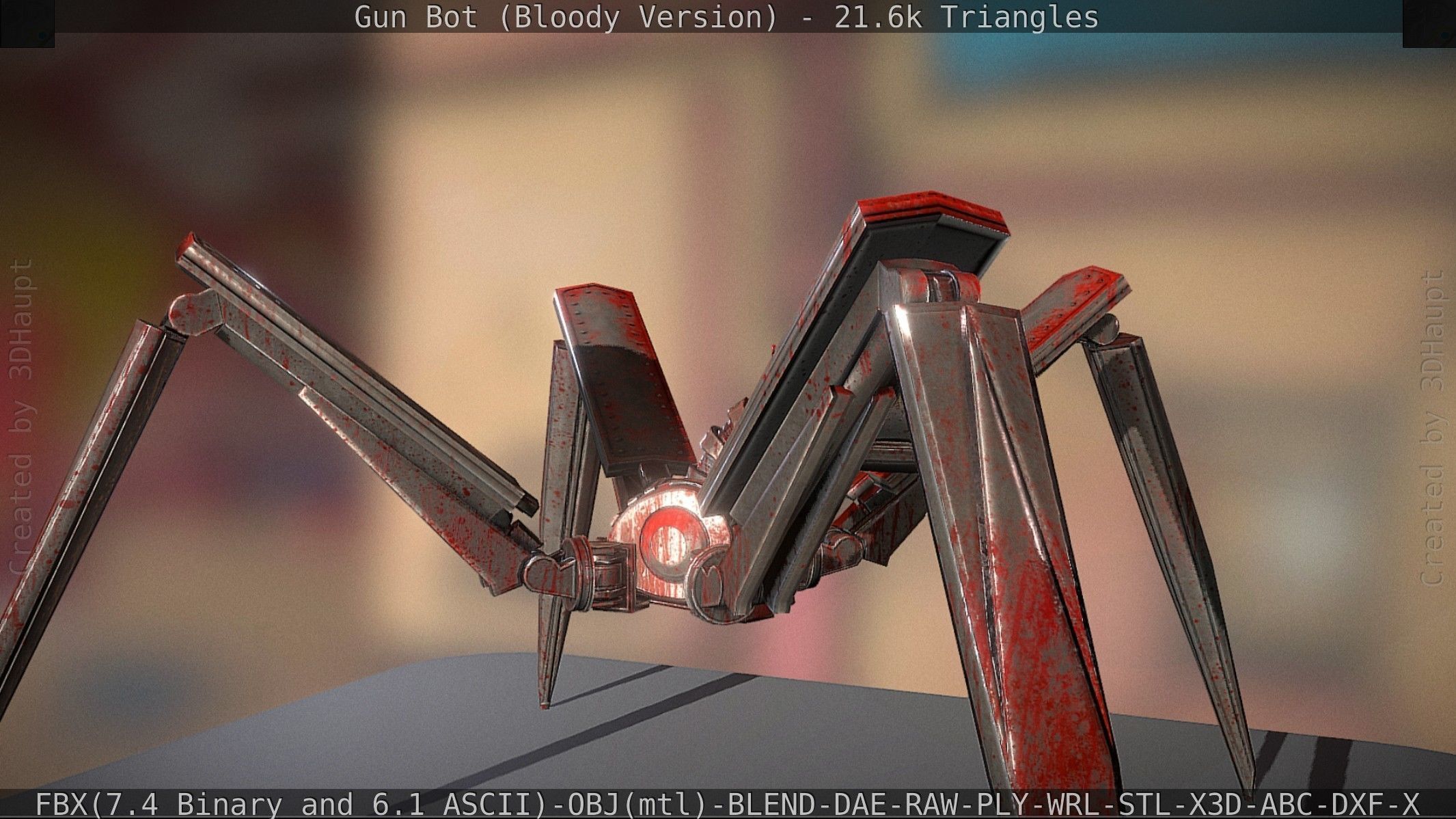 Bloody Gun Bot Low-poly 3D model_30