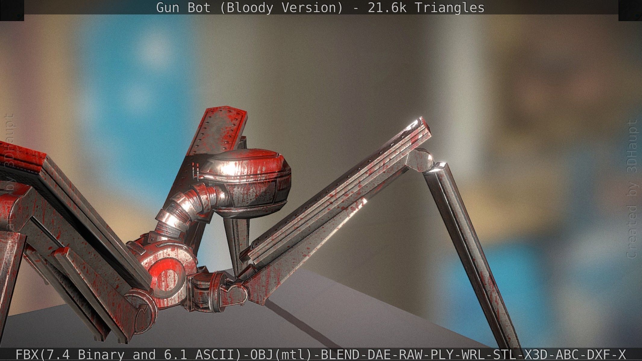 Bloody Gun Bot Low-poly 3D model_25