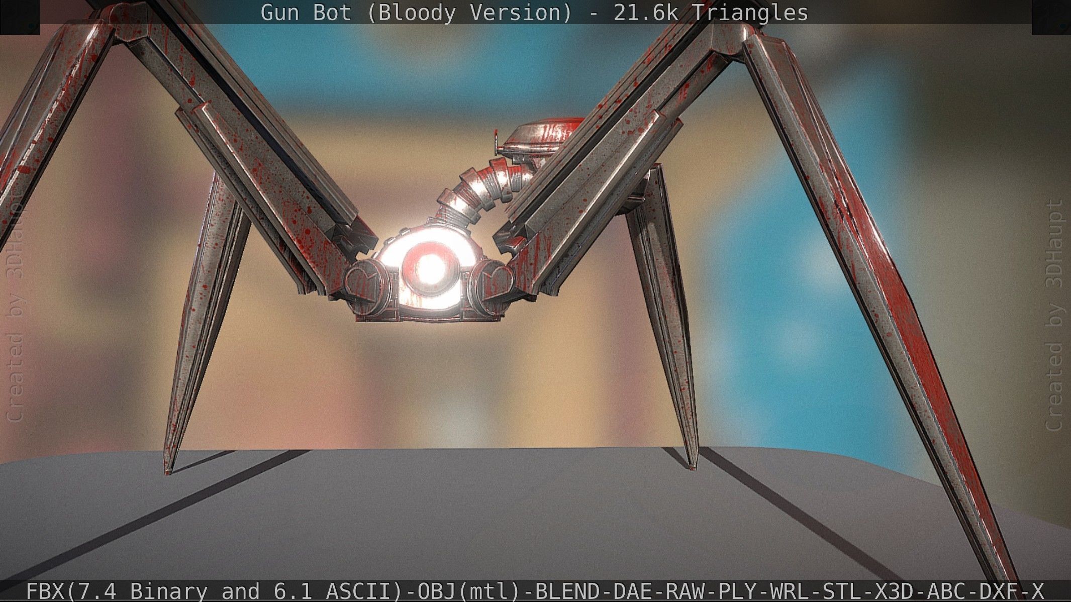Bloody Gun Bot Low-poly 3D model_29