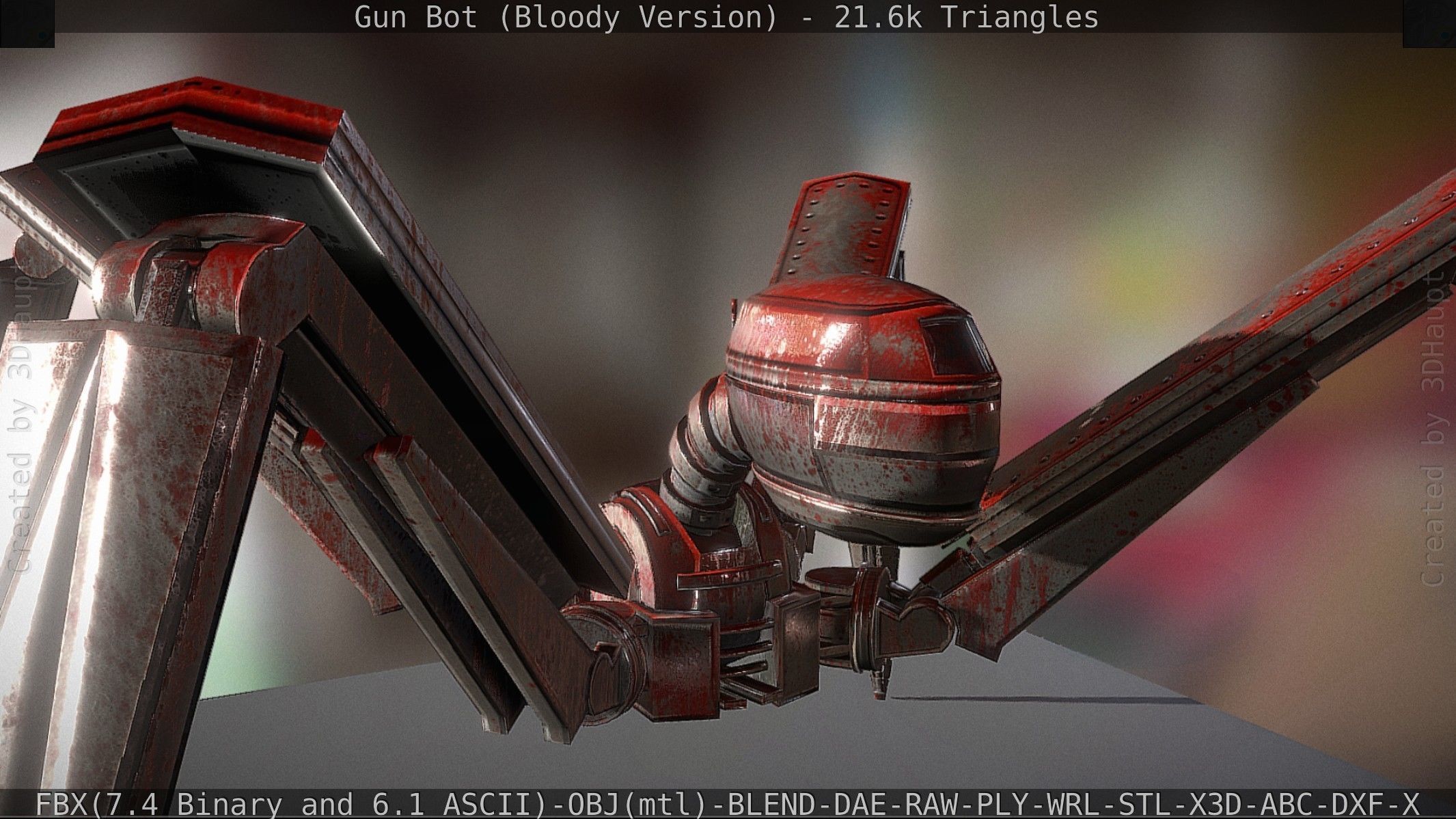 Bloody Gun Bot Low-poly 3D model_53