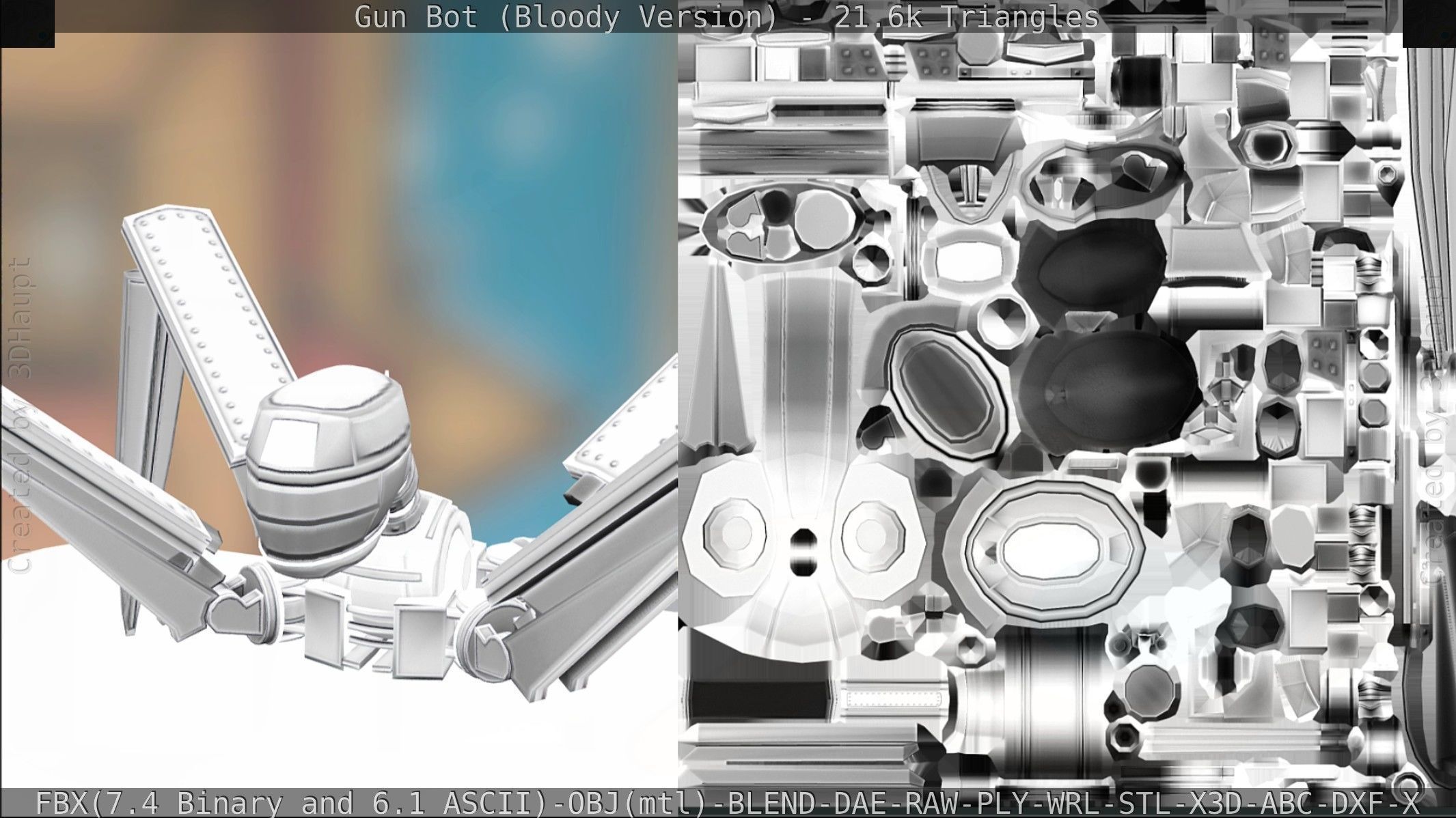 Bloody Gun Bot Low-poly 3D model_116