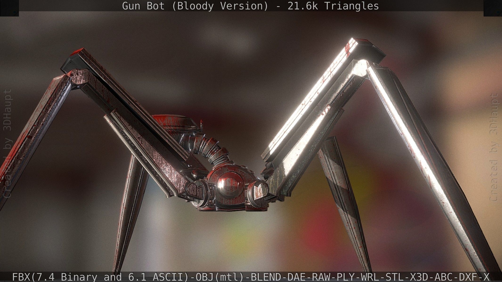 Bloody Gun Bot Low-poly 3D model_34