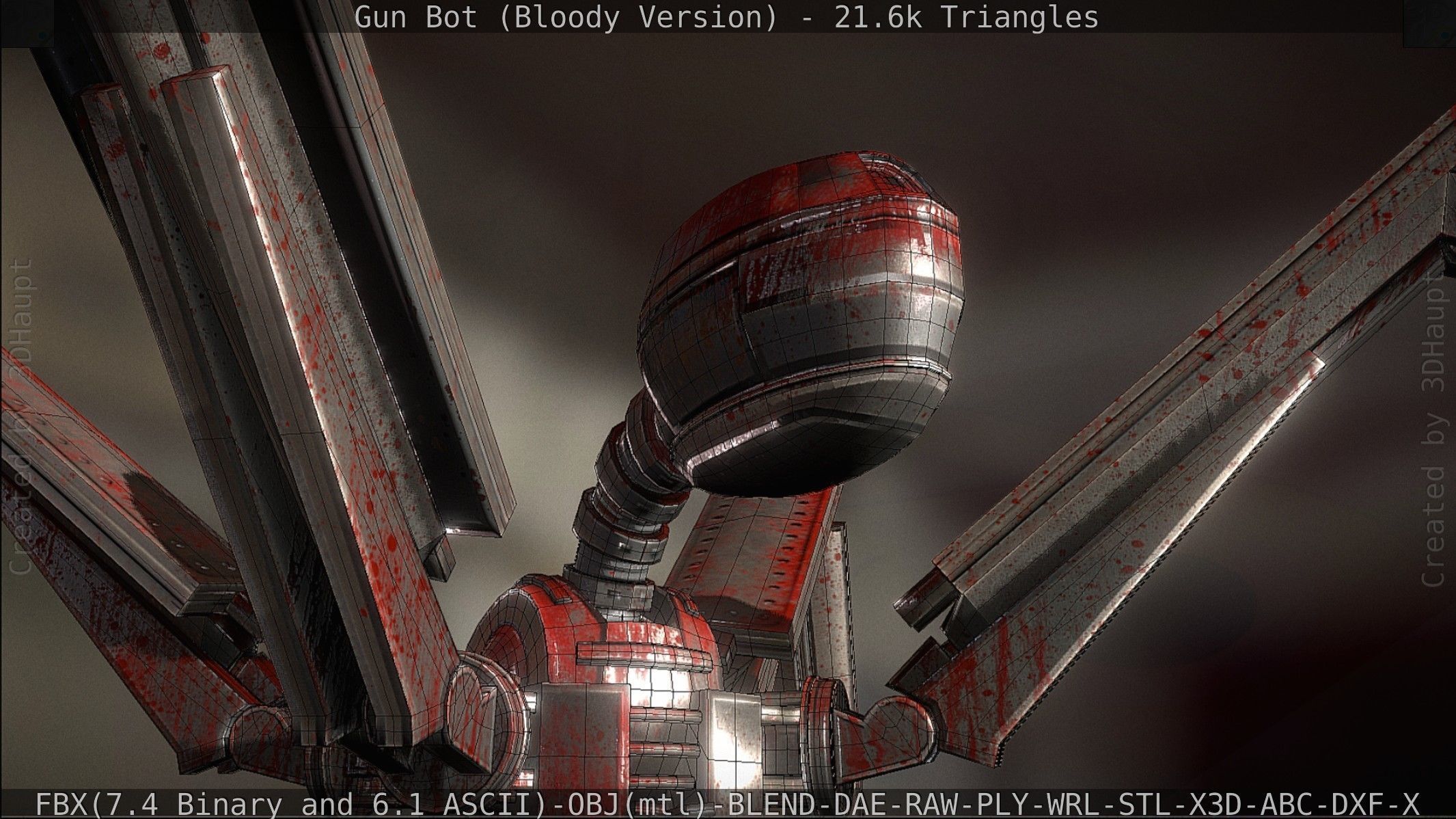Bloody Gun Bot Low-poly 3D model_94