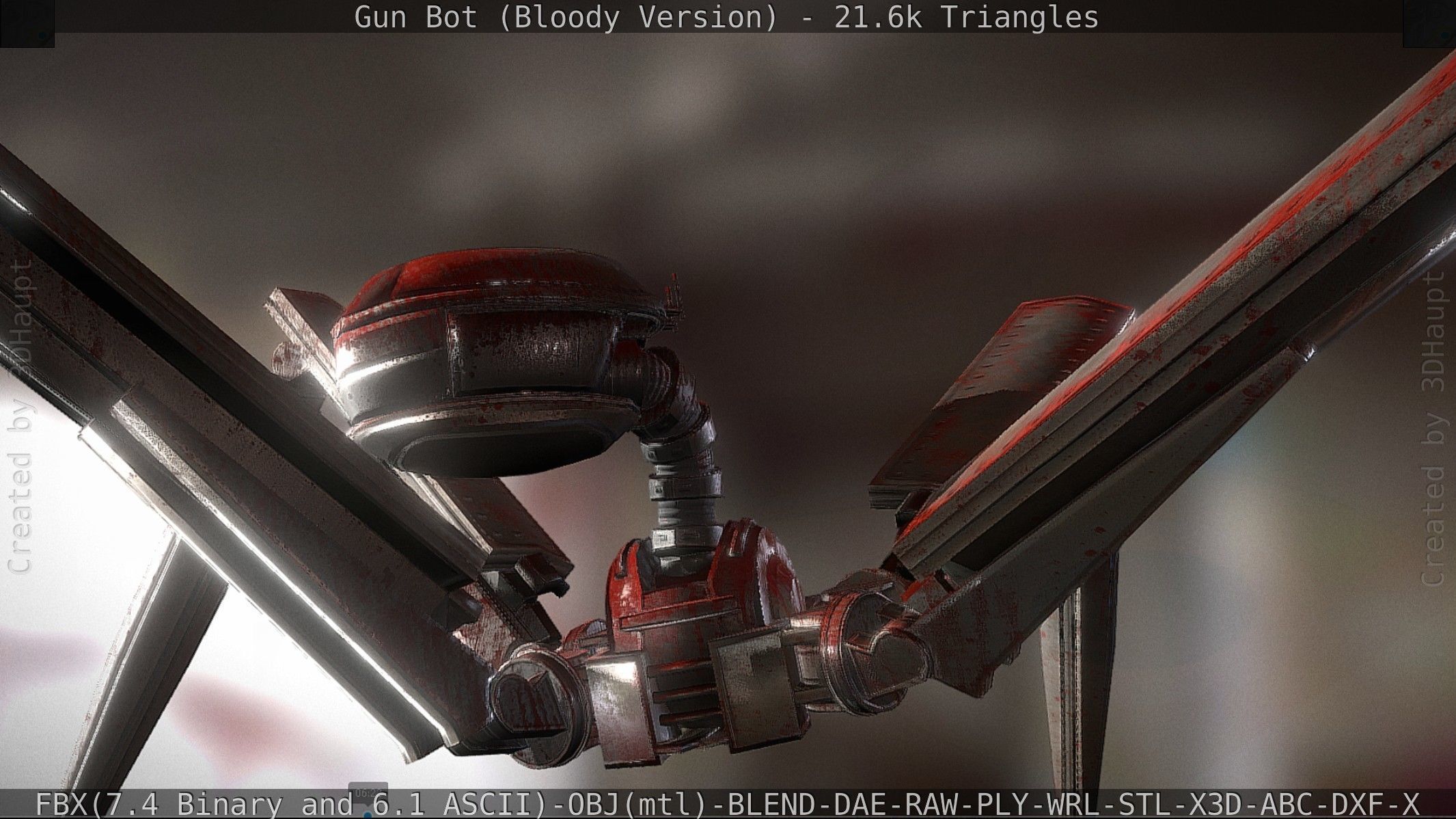 Bloody Gun Bot Low-poly 3D model_58