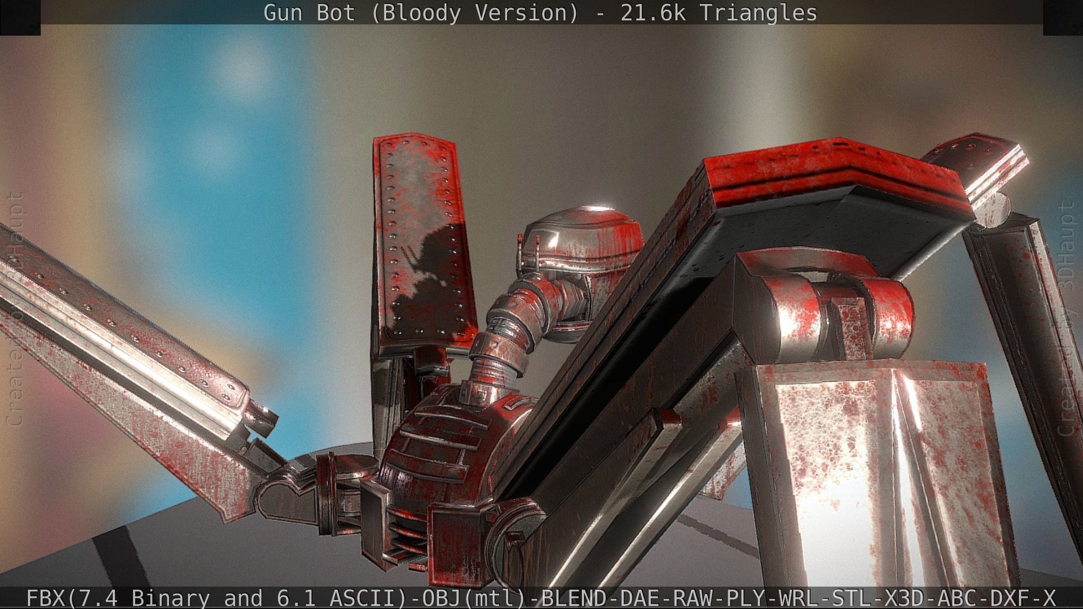 Bloody Gun Bot Low-poly 3D model_50