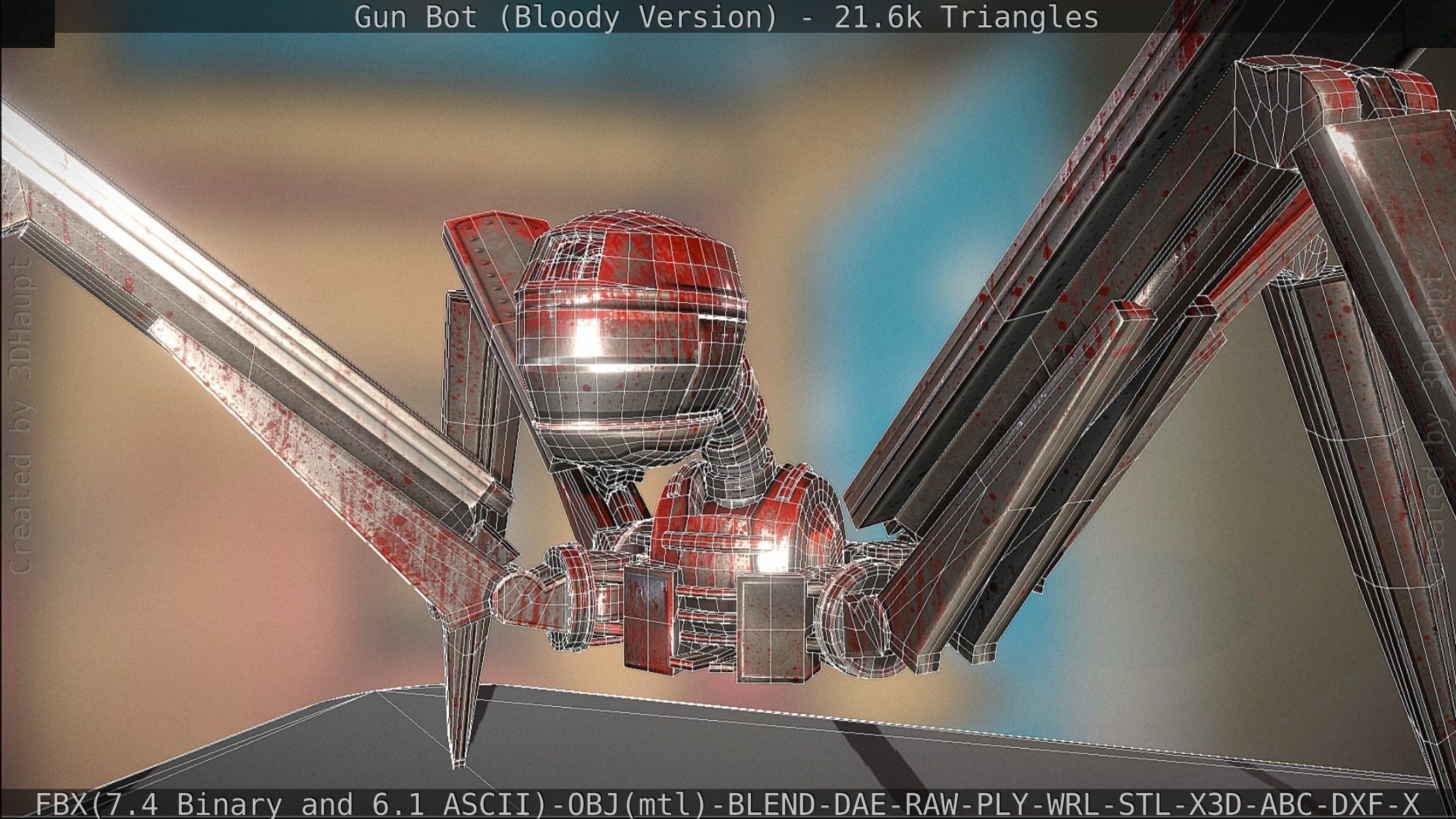 Bloody Gun Bot Low-poly 3D model_111