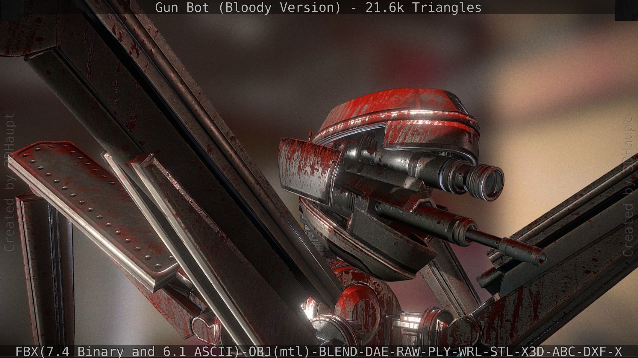 Bloody Gun Bot Low-poly 3D model_80