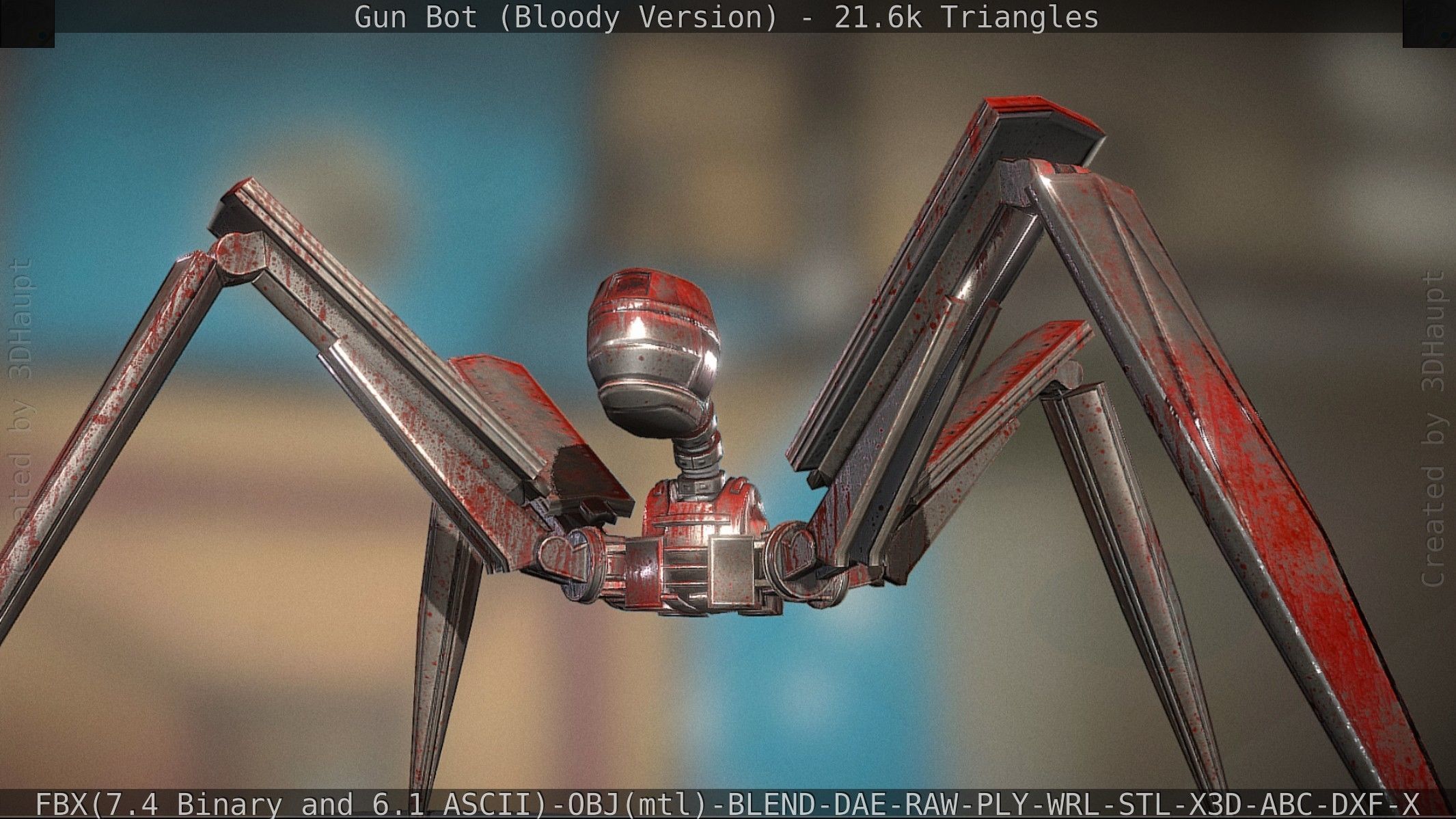 Bloody Gun Bot Low-poly 3D model_32
