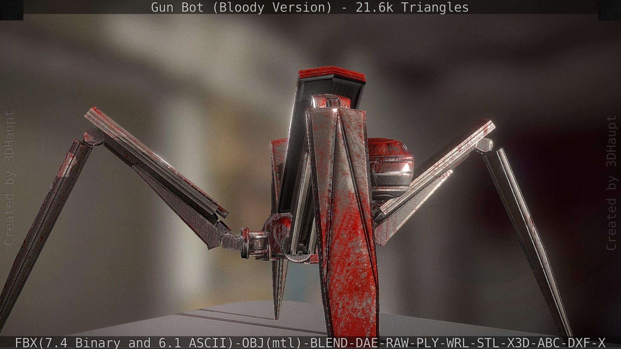 Bloody Gun Bot Low-poly 3D model_37