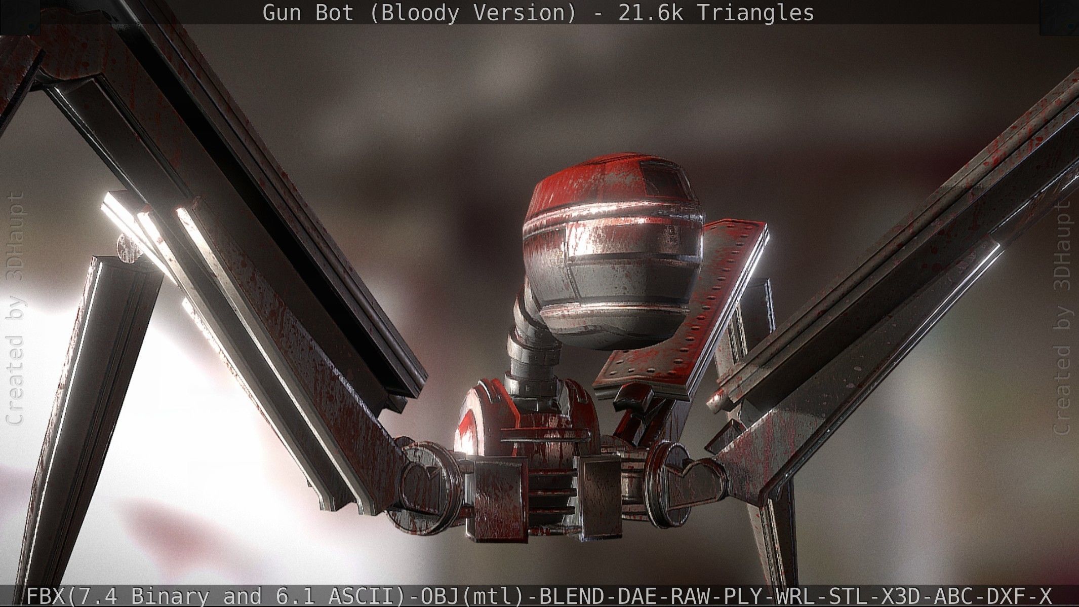 Bloody Gun Bot Low-poly 3D model_44