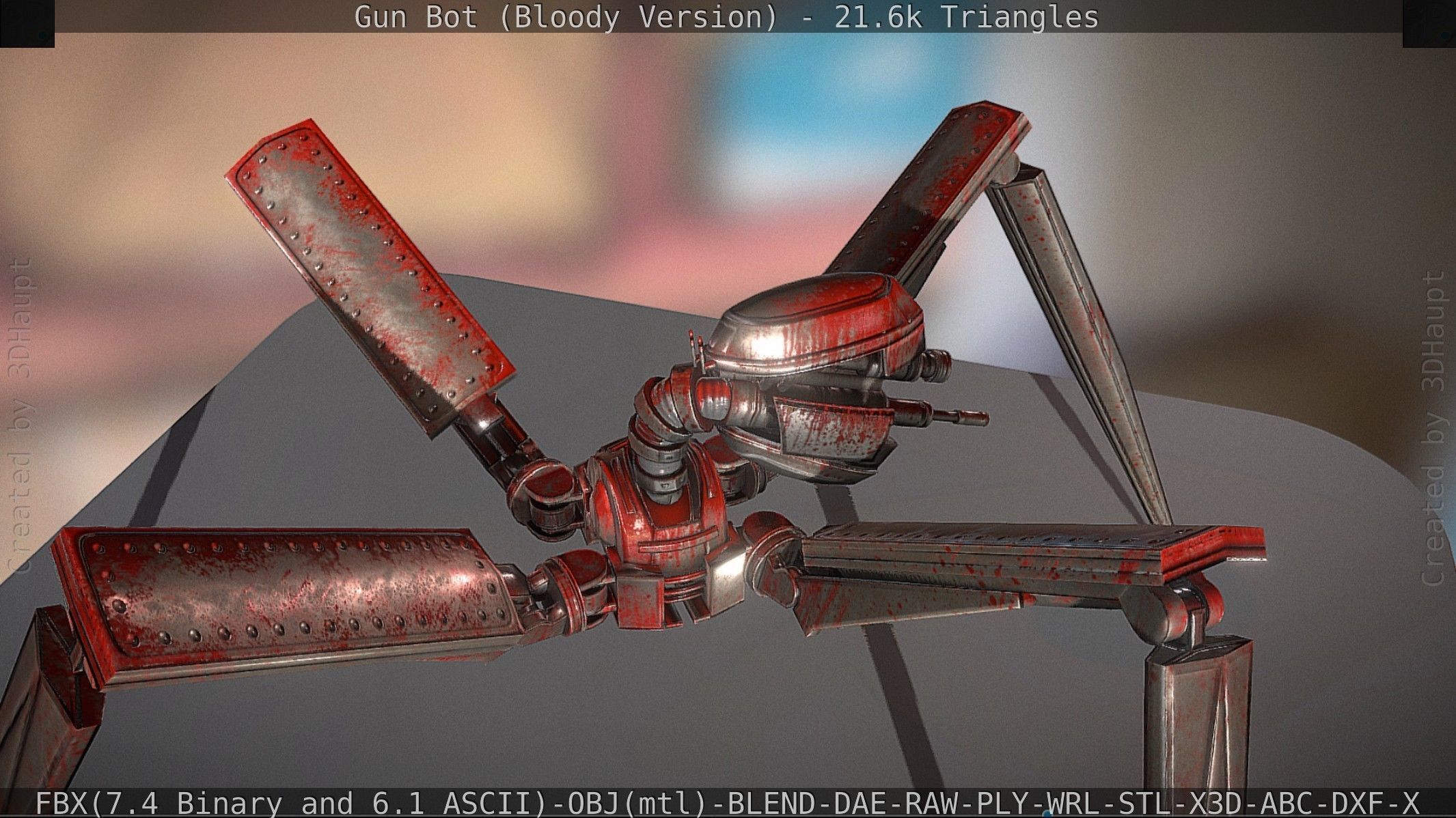 Bloody Gun Bot Low-poly 3D model_86