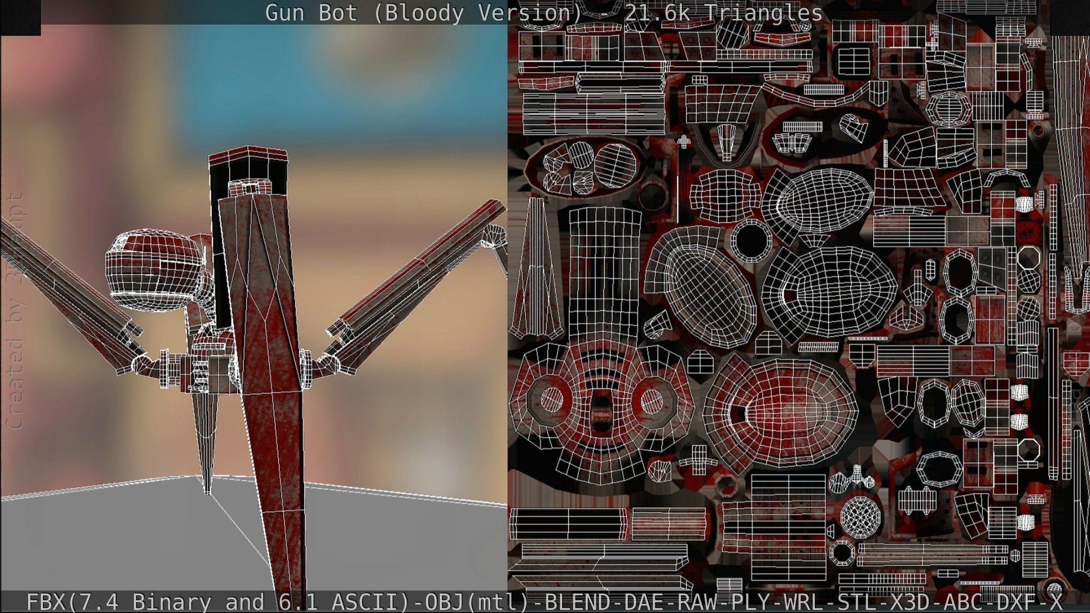 Bloody Gun Bot Low-poly 3D model_112