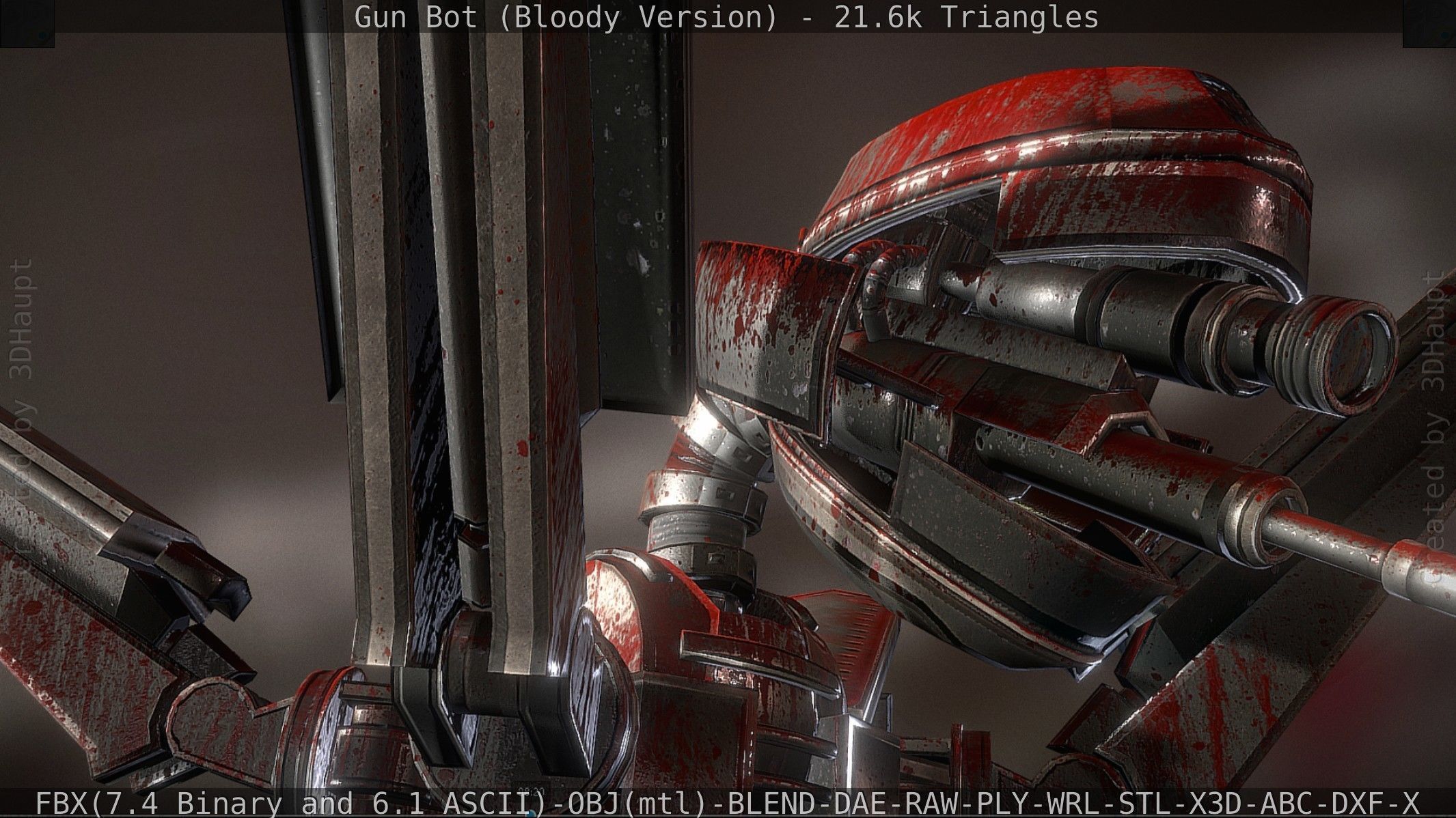 Bloody Gun Bot Low-poly 3D model_69