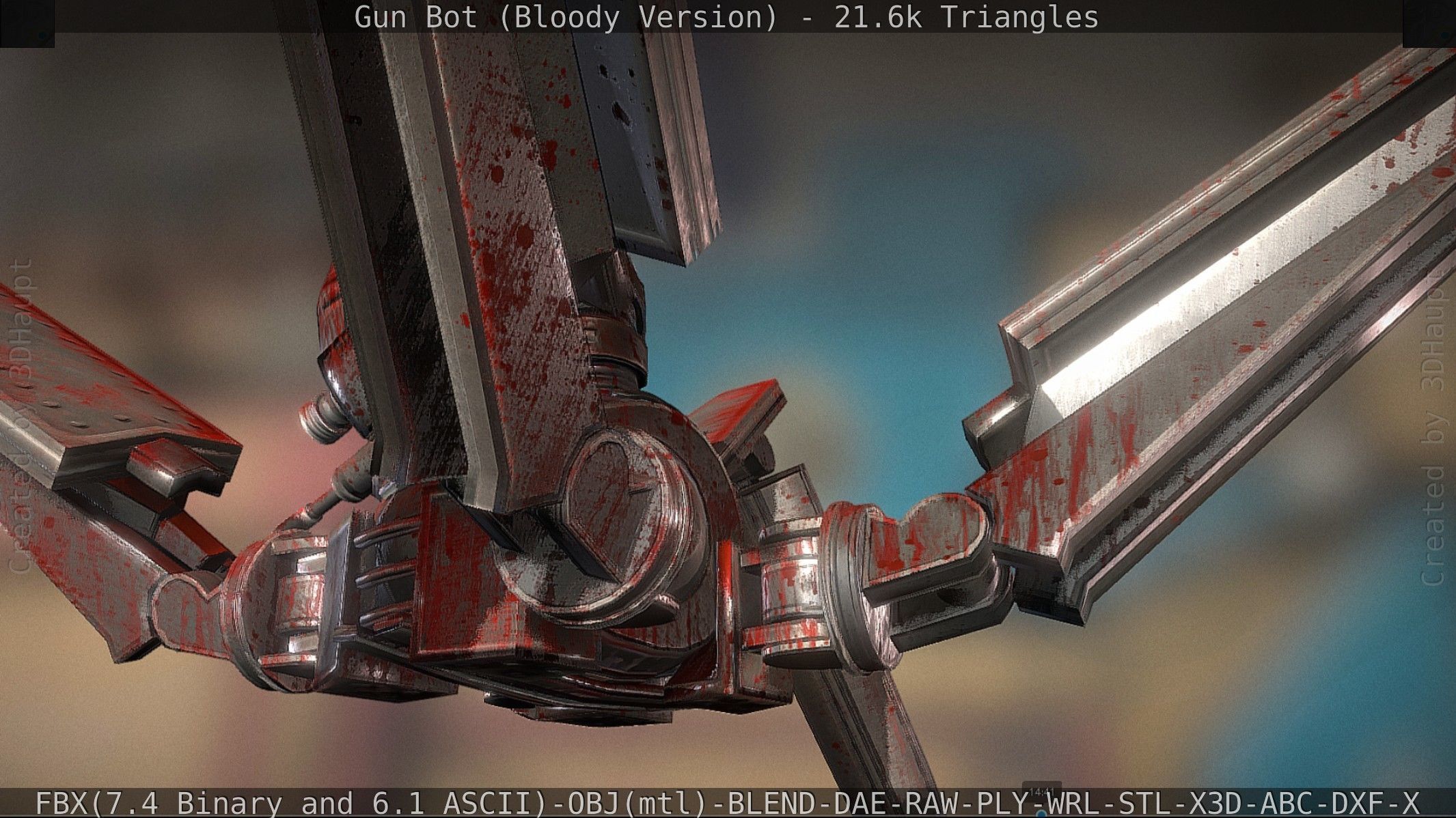 Bloody Gun Bot Low-poly 3D model_79