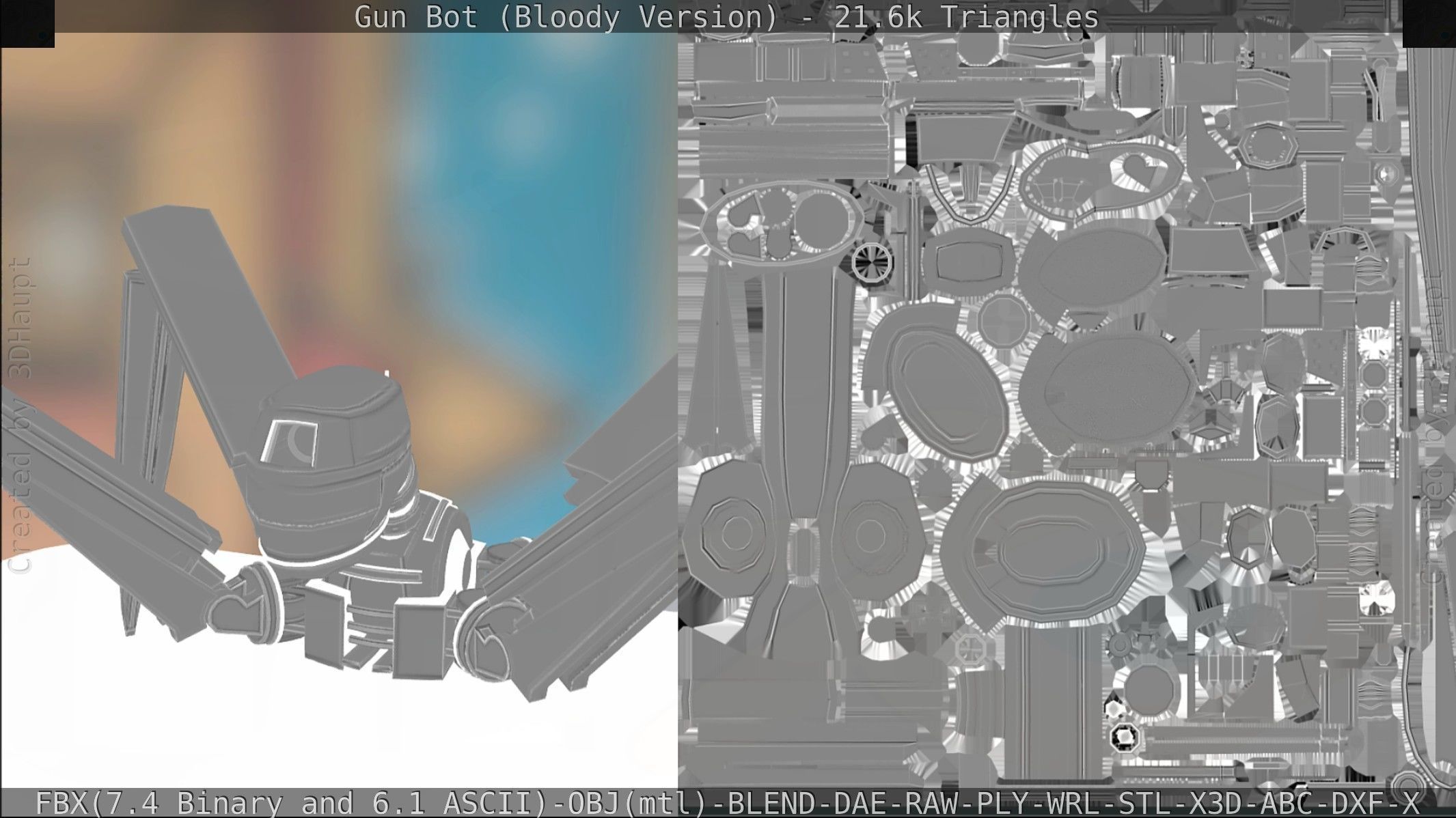 Bloody Gun Bot Low-poly 3D model_119