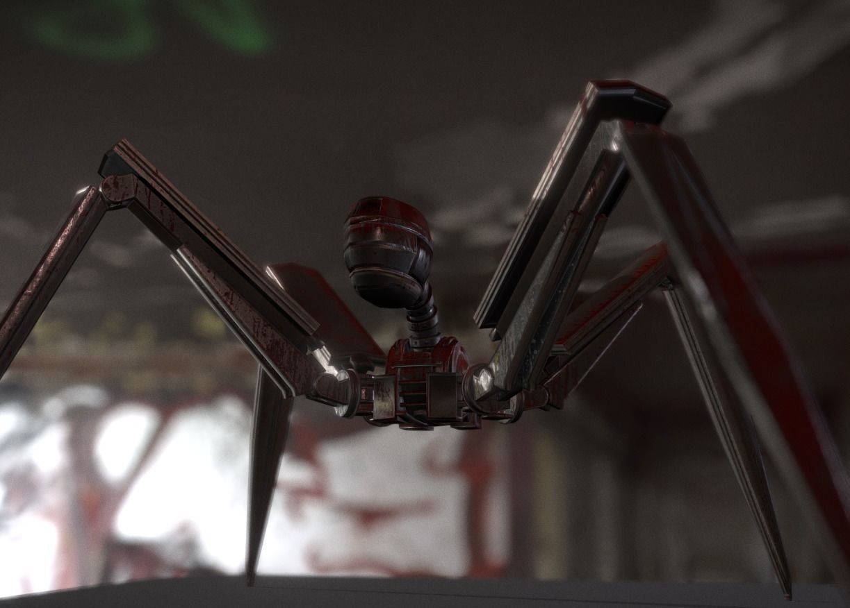 Bloody Gun Bot Low-poly 3D model_5