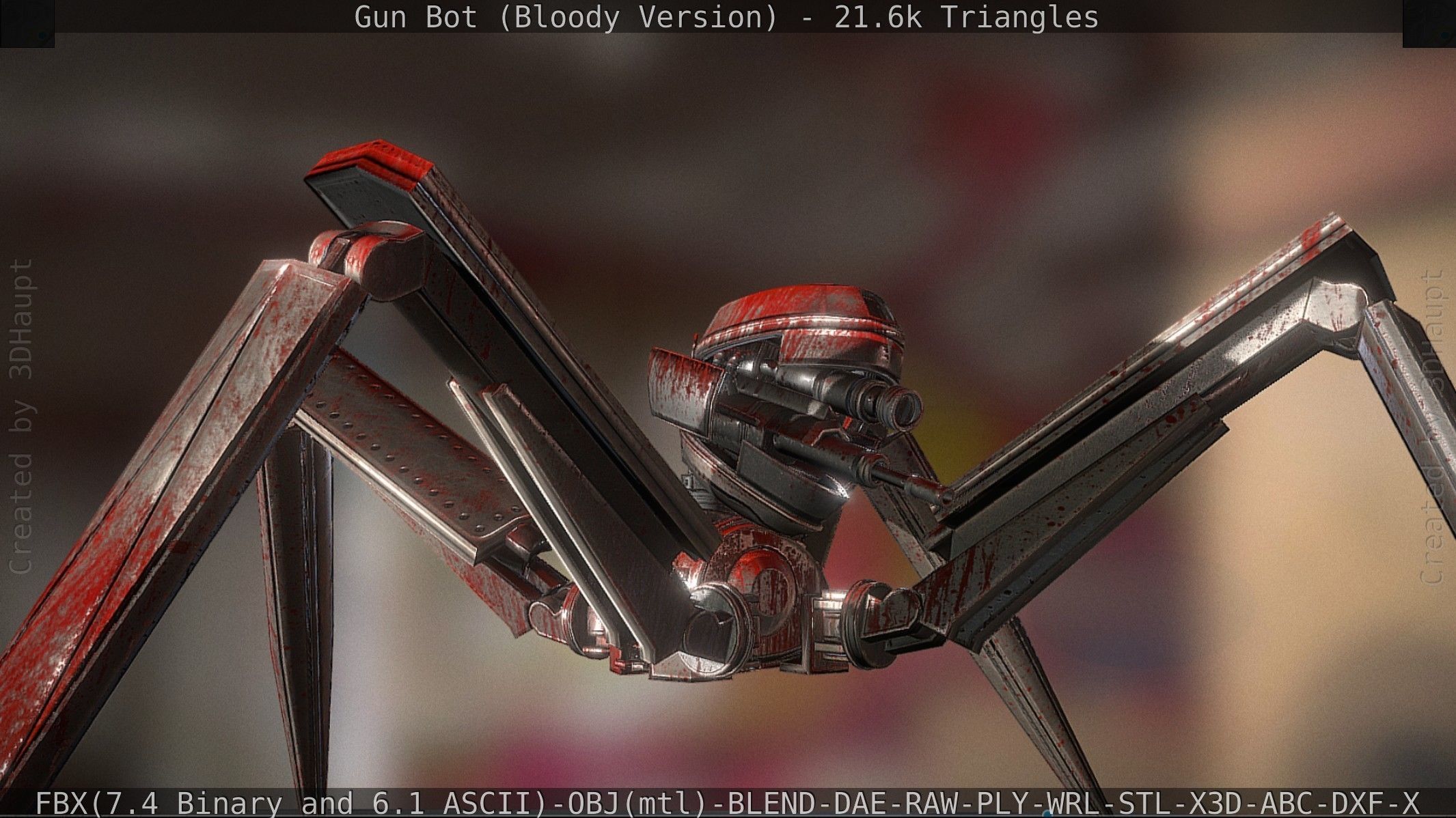 Bloody Gun Bot Low-poly 3D model_97
