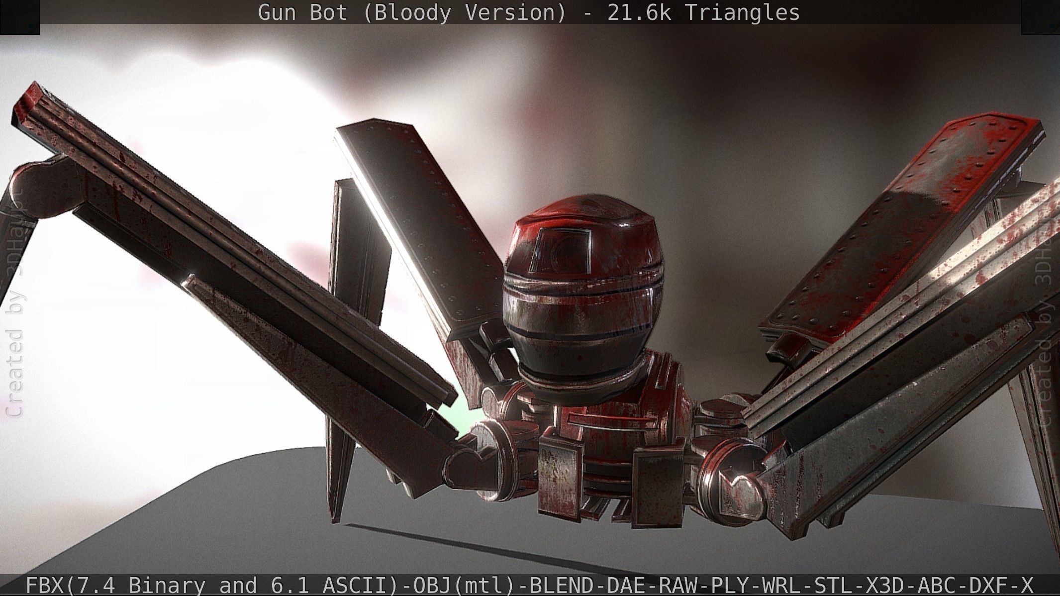 Bloody Gun Bot Low-poly 3D model_28