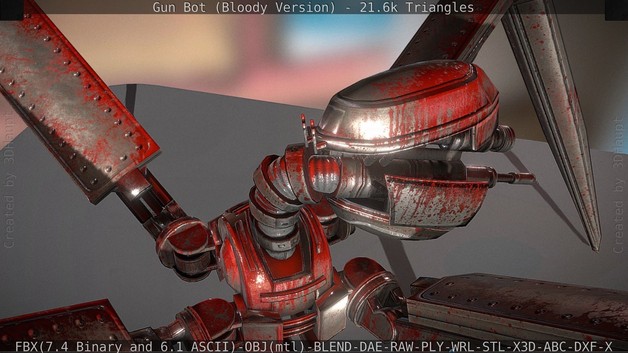 Bloody Gun Bot Low-poly 3D model_93