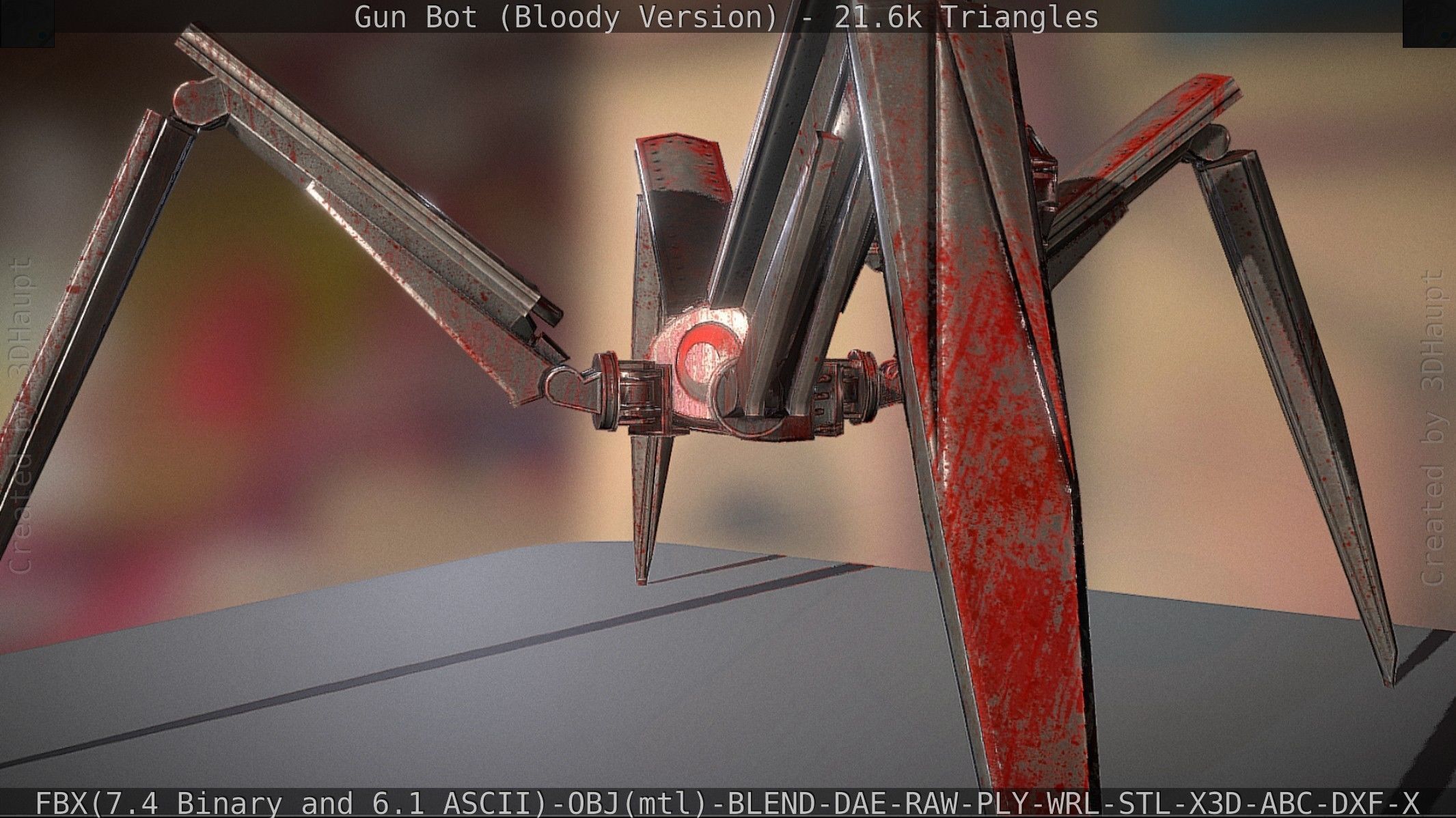 Bloody Gun Bot Low-poly 3D model_33