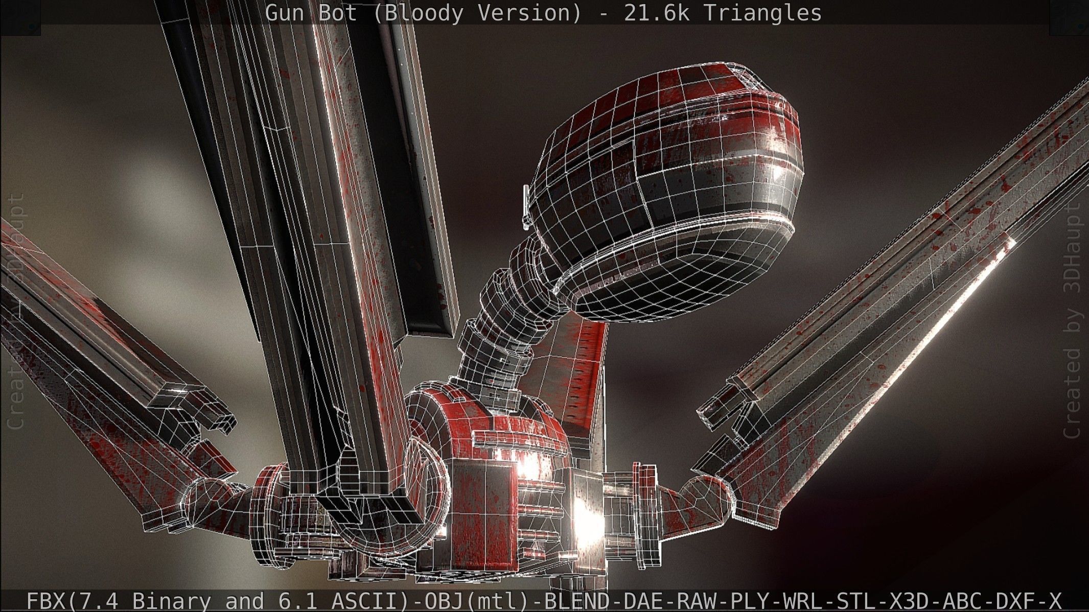 Bloody Gun Bot Low-poly 3D model_106