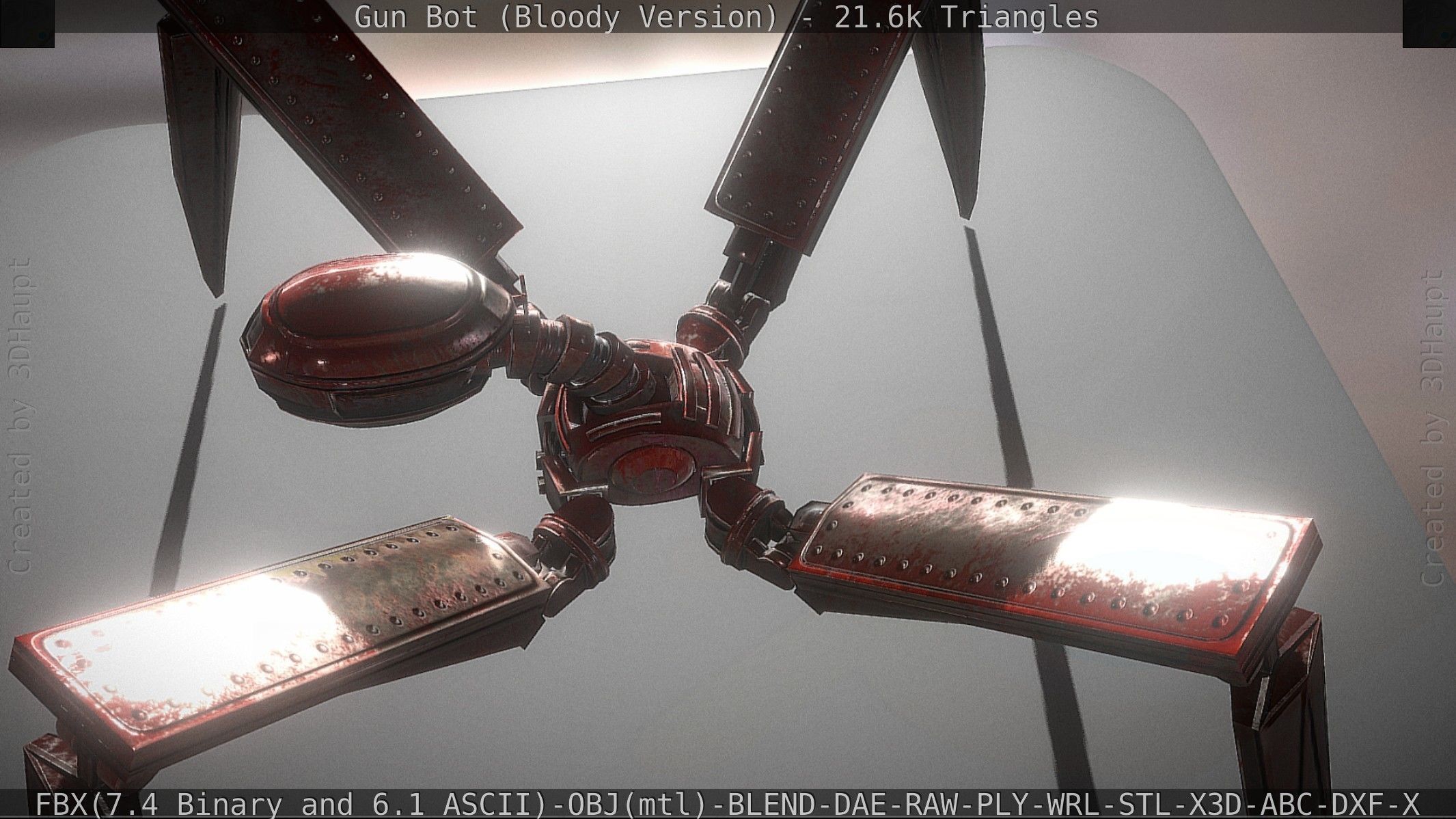 Bloody Gun Bot Low-poly 3D model_27