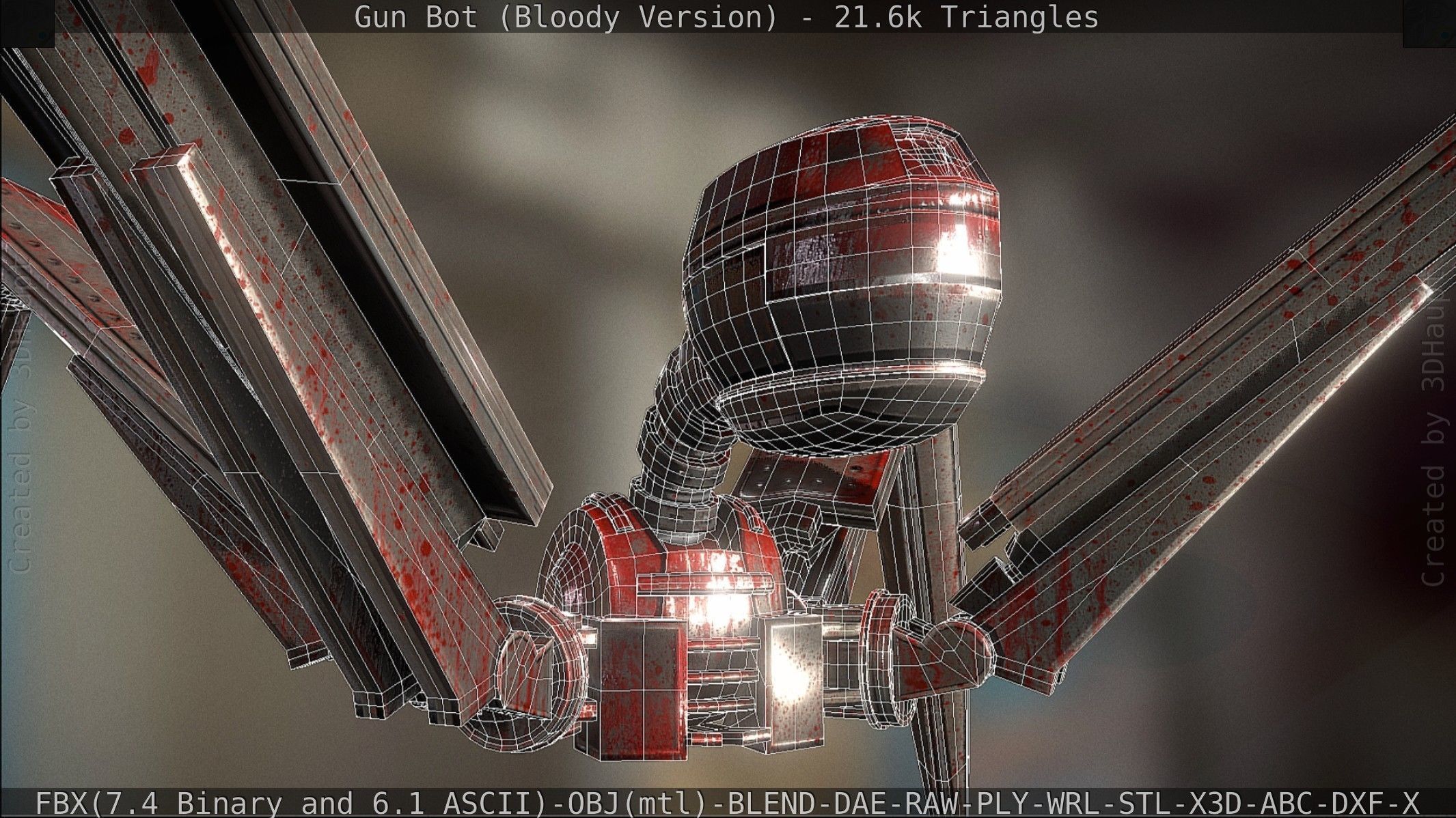 Bloody Gun Bot Low-poly 3D model_104
