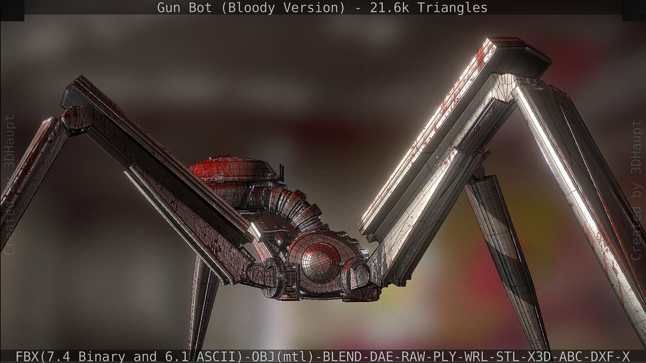 Bloody Gun Bot Low-poly 3D model_96
