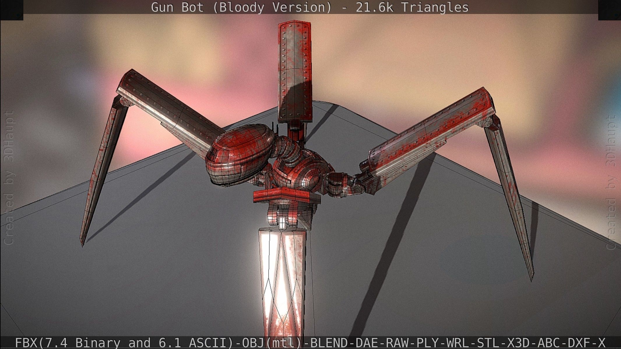 Bloody Gun Bot Low-poly 3D model_98
