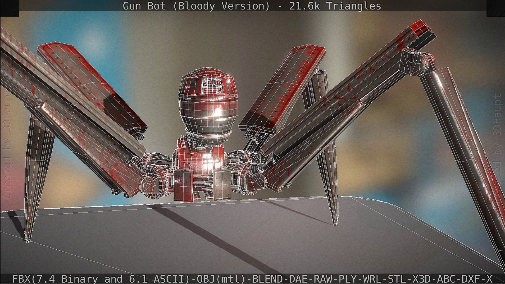 Bloody Gun Bot Low-poly 3D model_103
