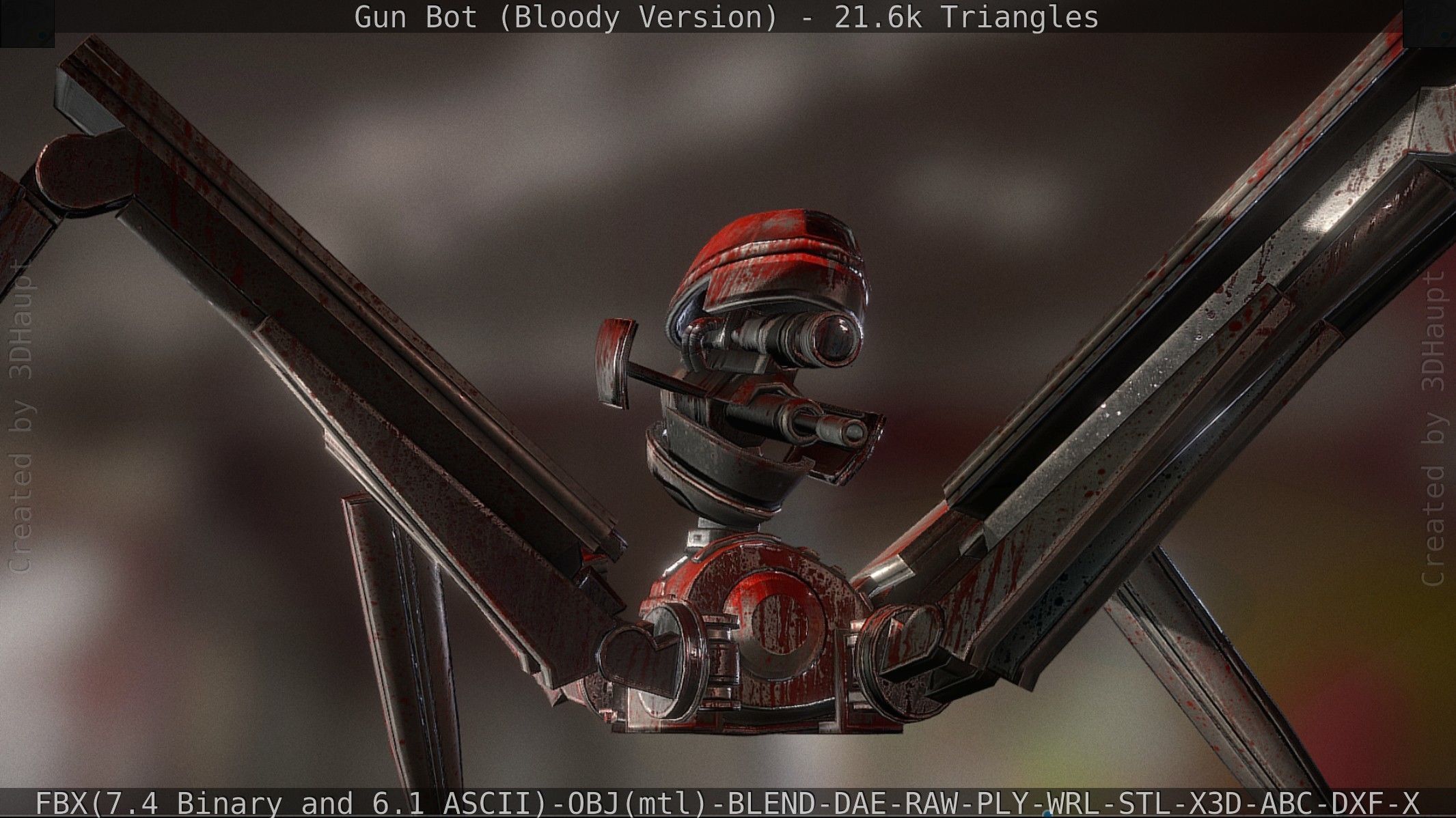 Bloody Gun Bot Low-poly 3D model_76