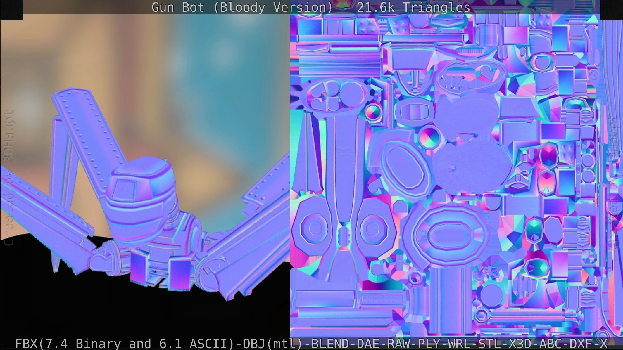 Bloody Gun Bot Low-poly 3D model_121