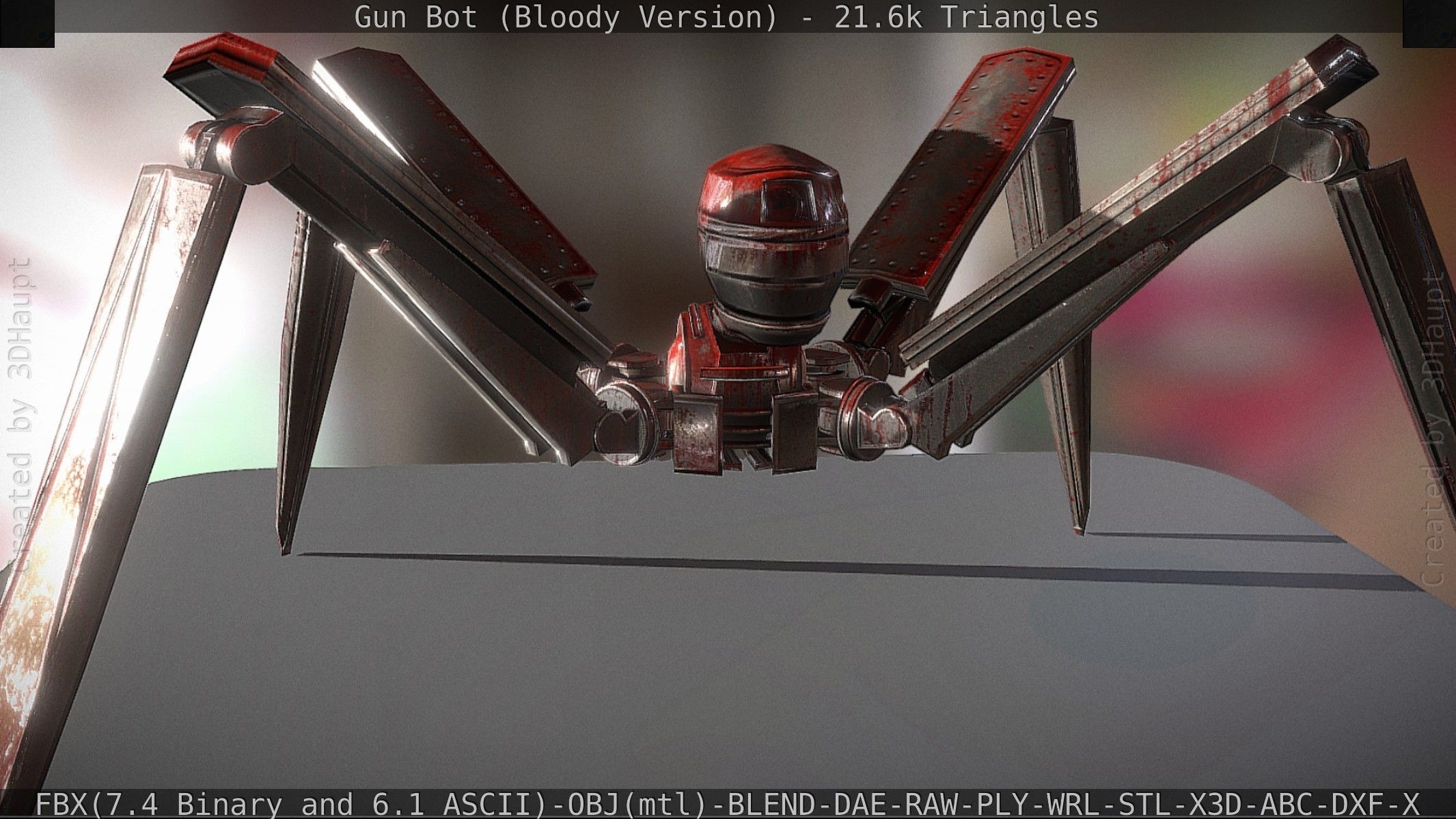 Bloody Gun Bot Low-poly 3D model_38