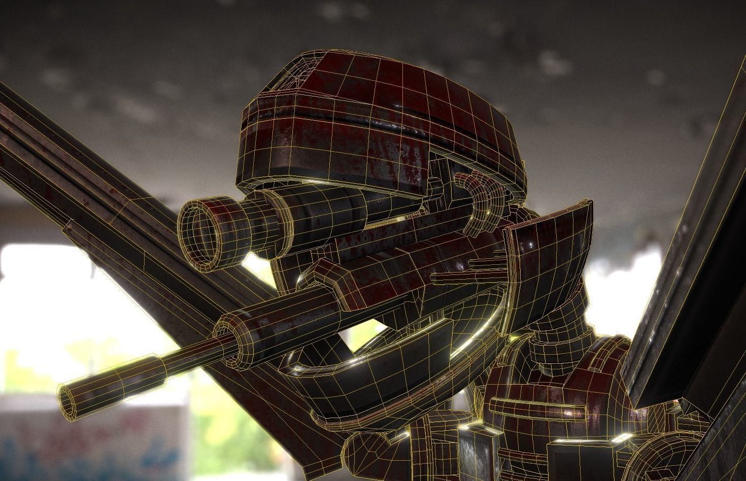 Bloody Gun Bot Low-poly 3D model_9