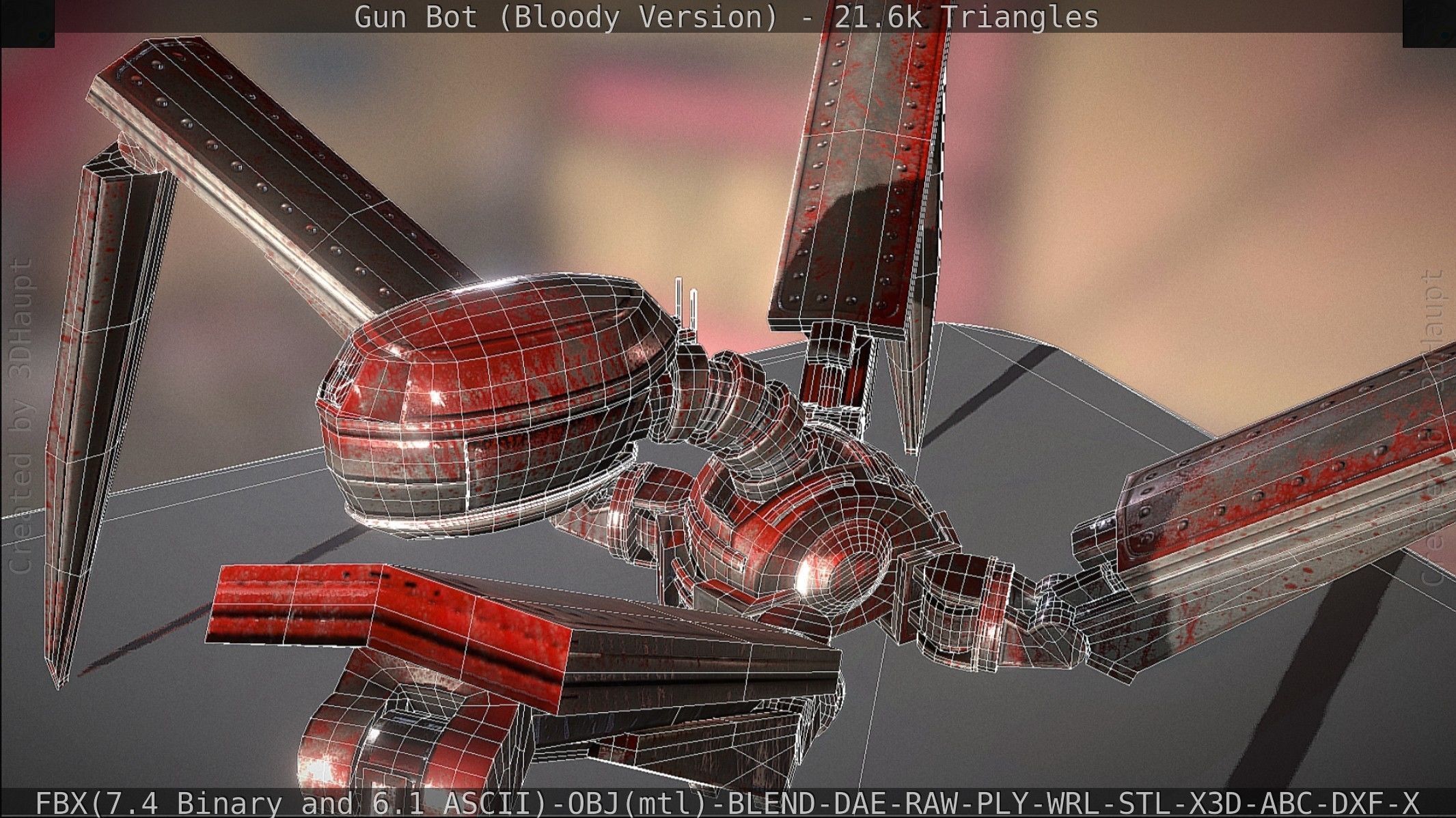 Bloody Gun Bot Low-poly 3D model_118