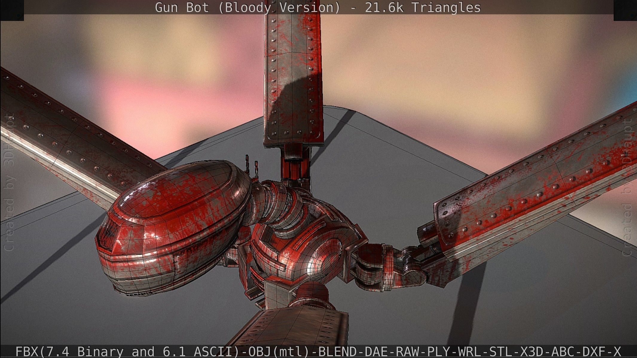 Bloody Gun Bot Low-poly 3D model_95