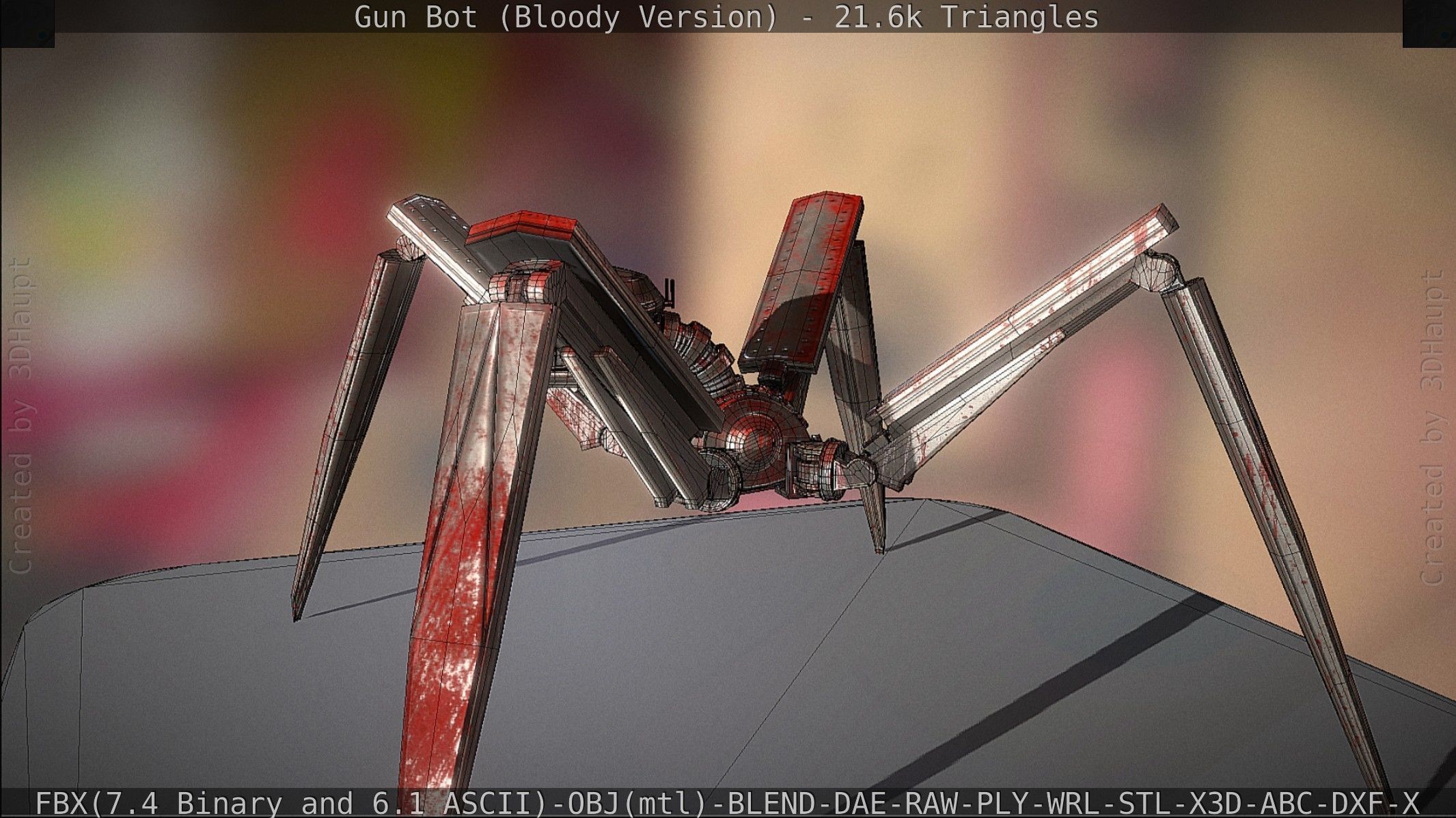 Bloody Gun Bot Low-poly 3D model_107
