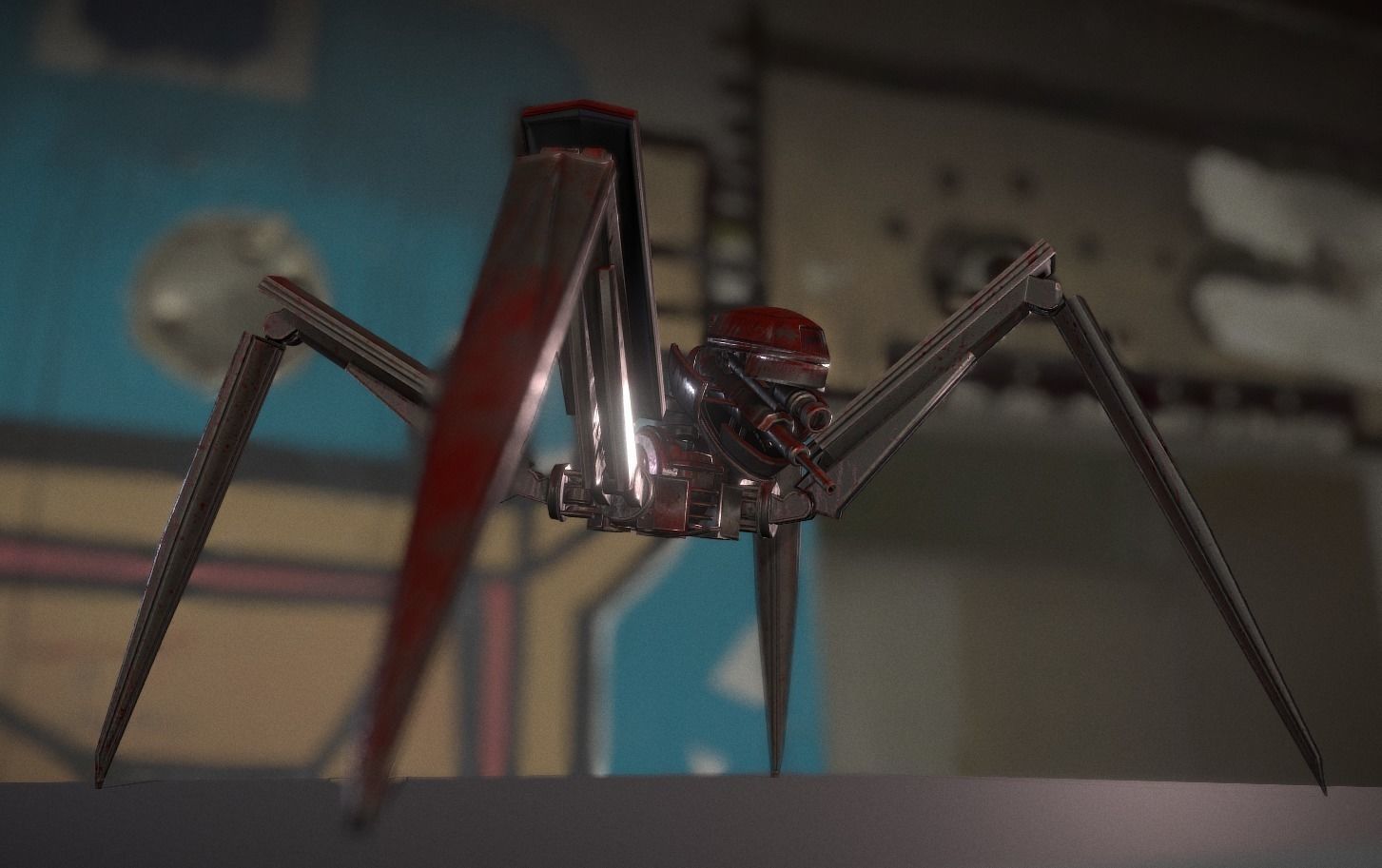 Bloody Gun Bot Low-poly 3D model_11