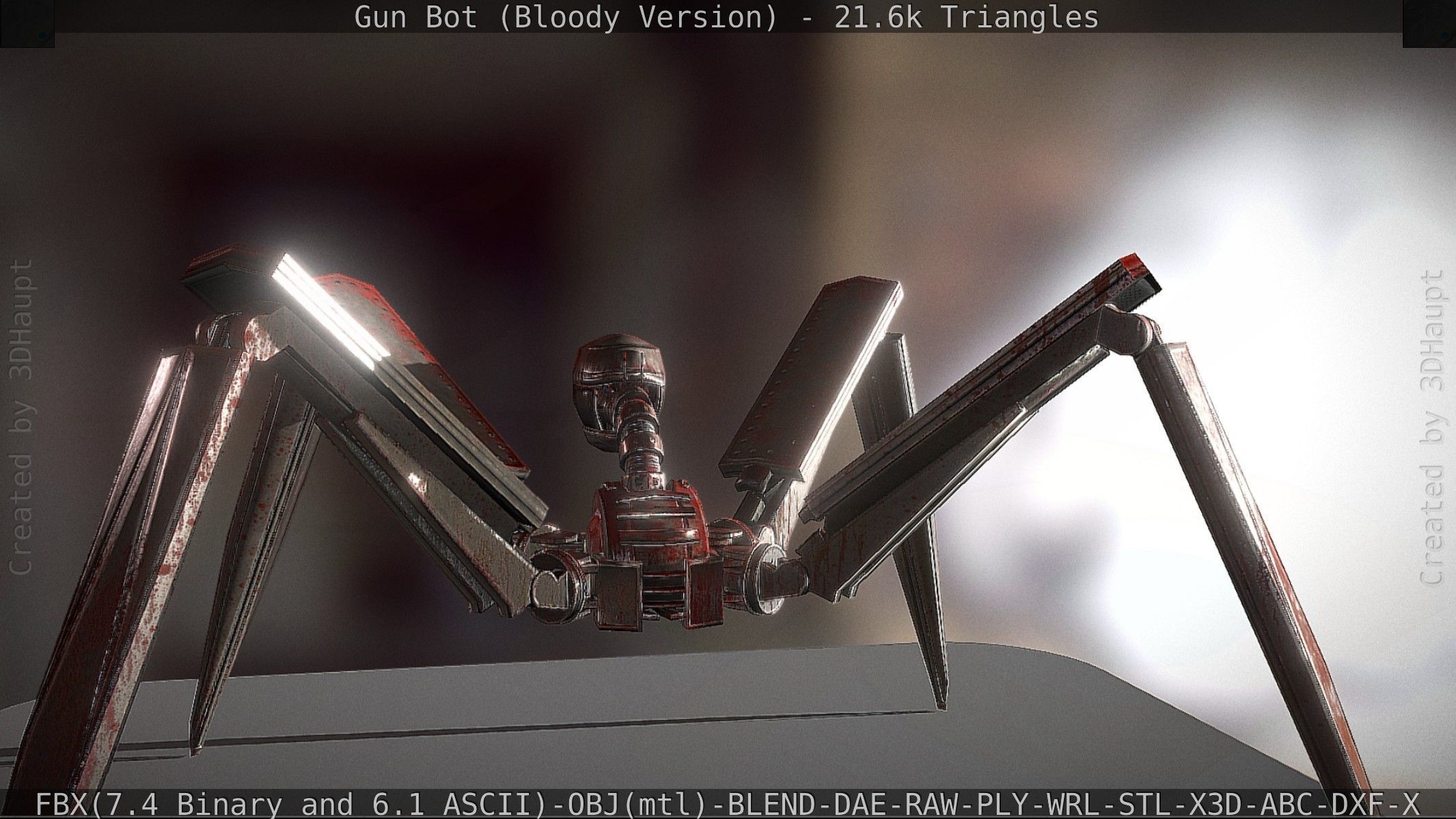 Bloody Gun Bot Low-poly 3D model_45