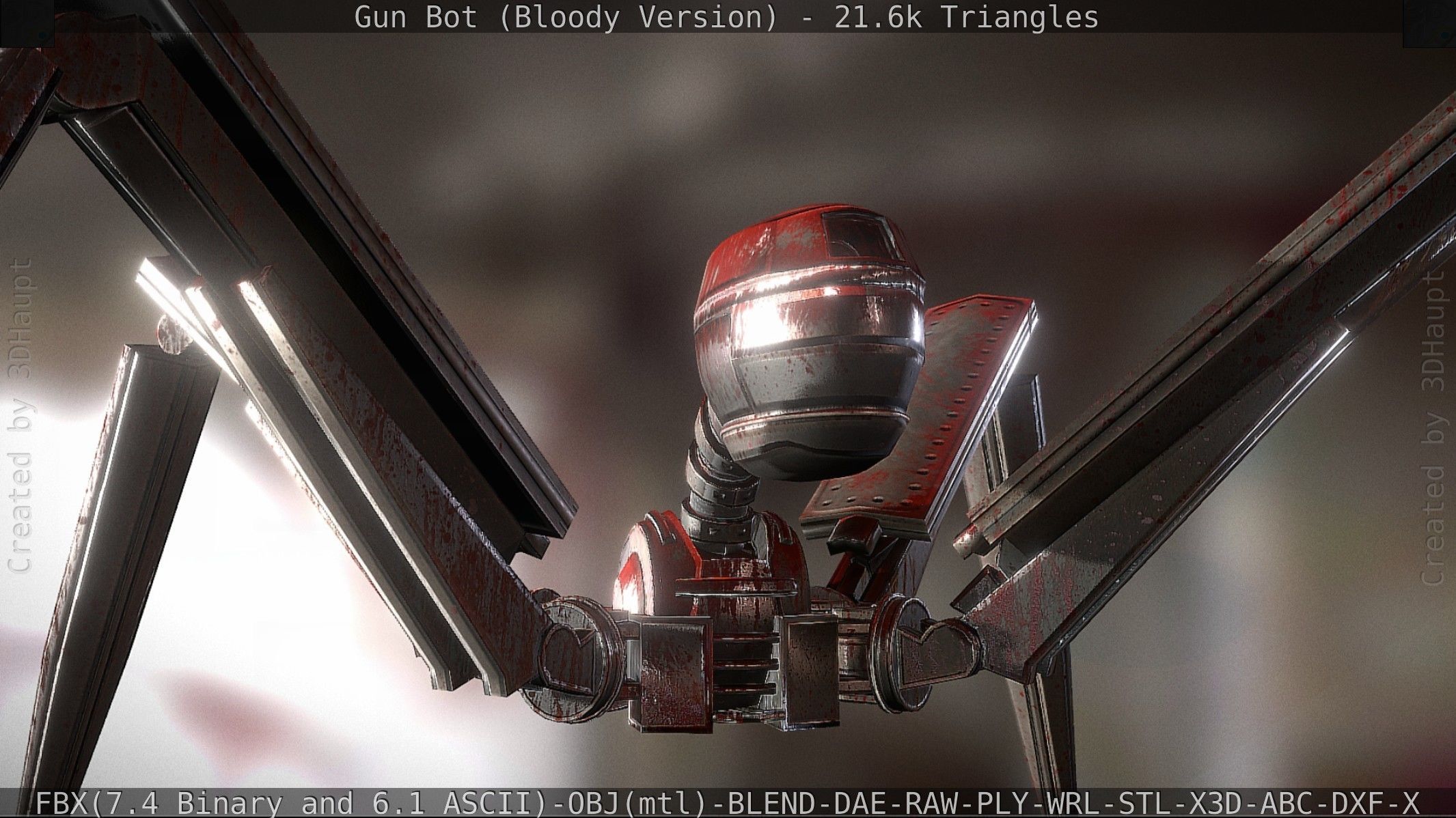 Bloody Gun Bot Low-poly 3D model_42