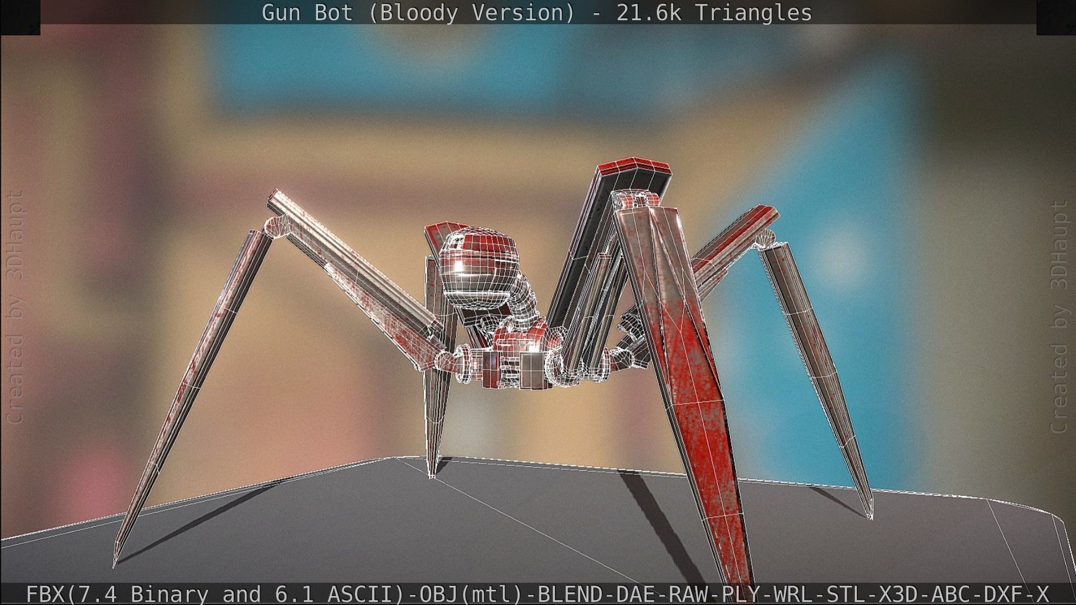 Bloody Gun Bot Low-poly 3D model_120