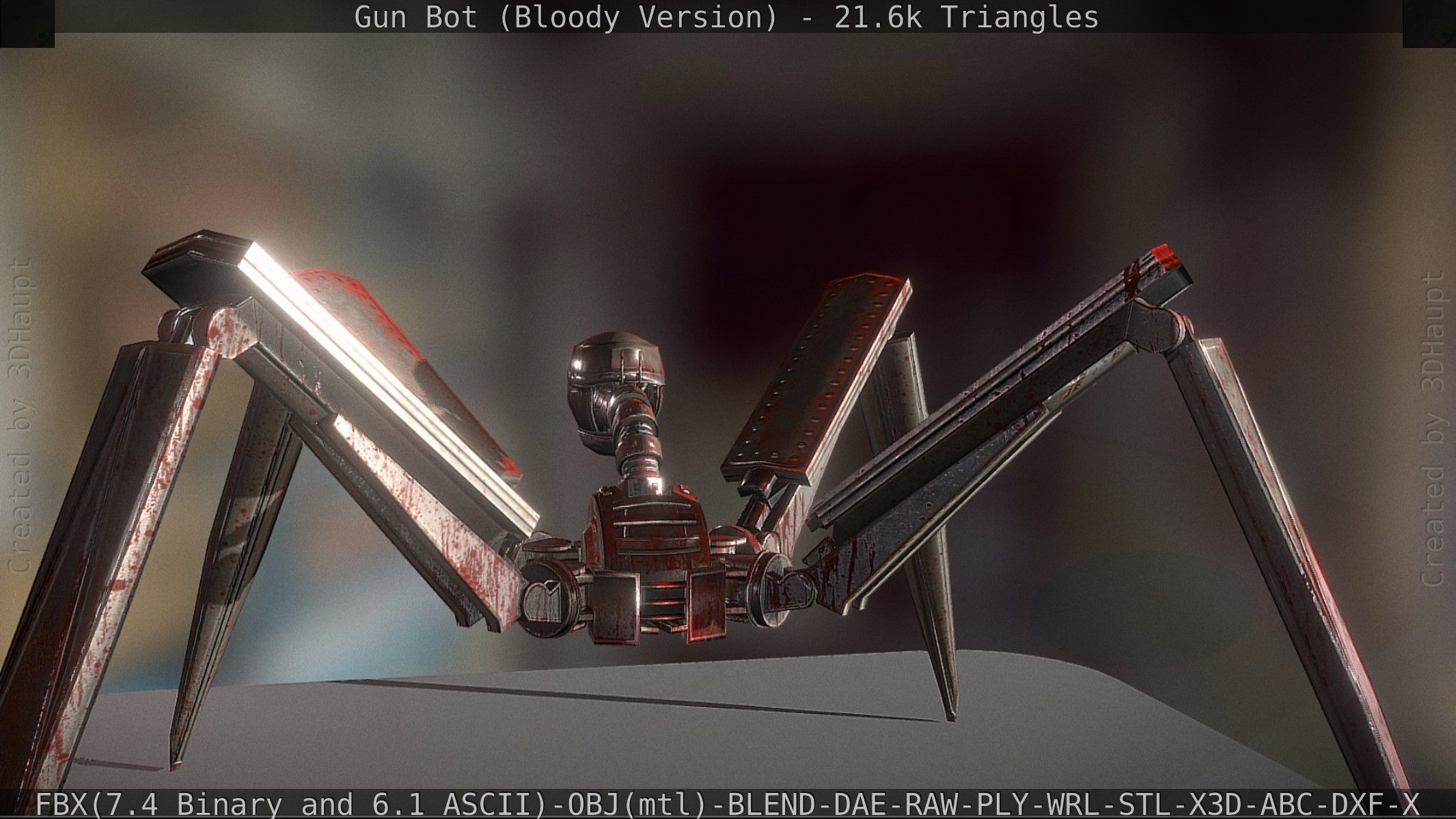 Bloody Gun Bot Low-poly 3D model_40