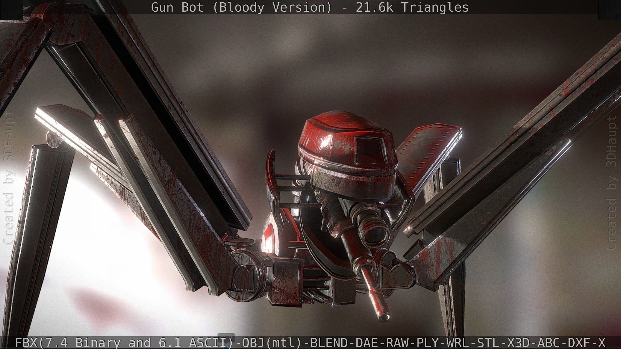 Bloody Gun Bot Low-poly 3D model_49