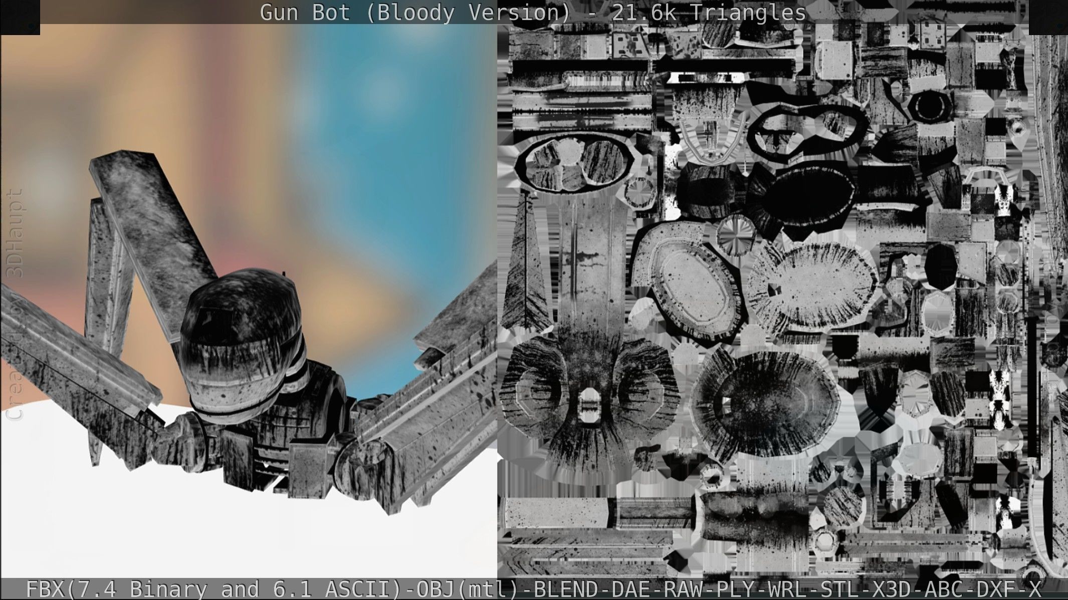 Bloody Gun Bot Low-poly 3D model_114