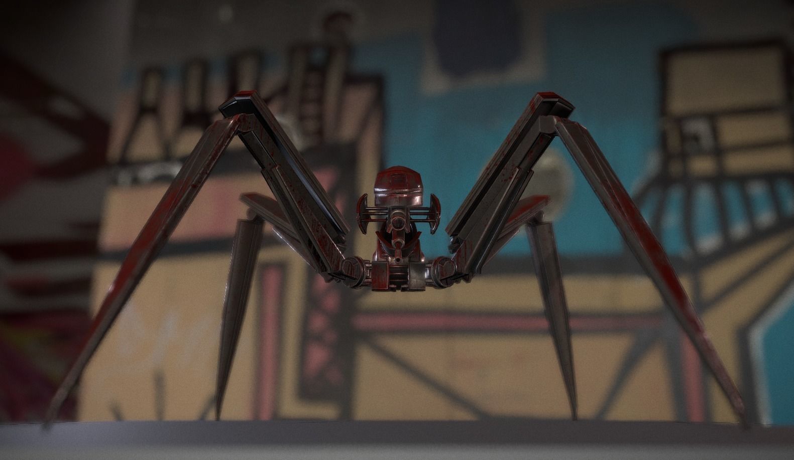 Bloody Gun Bot Low-poly 3D model_4