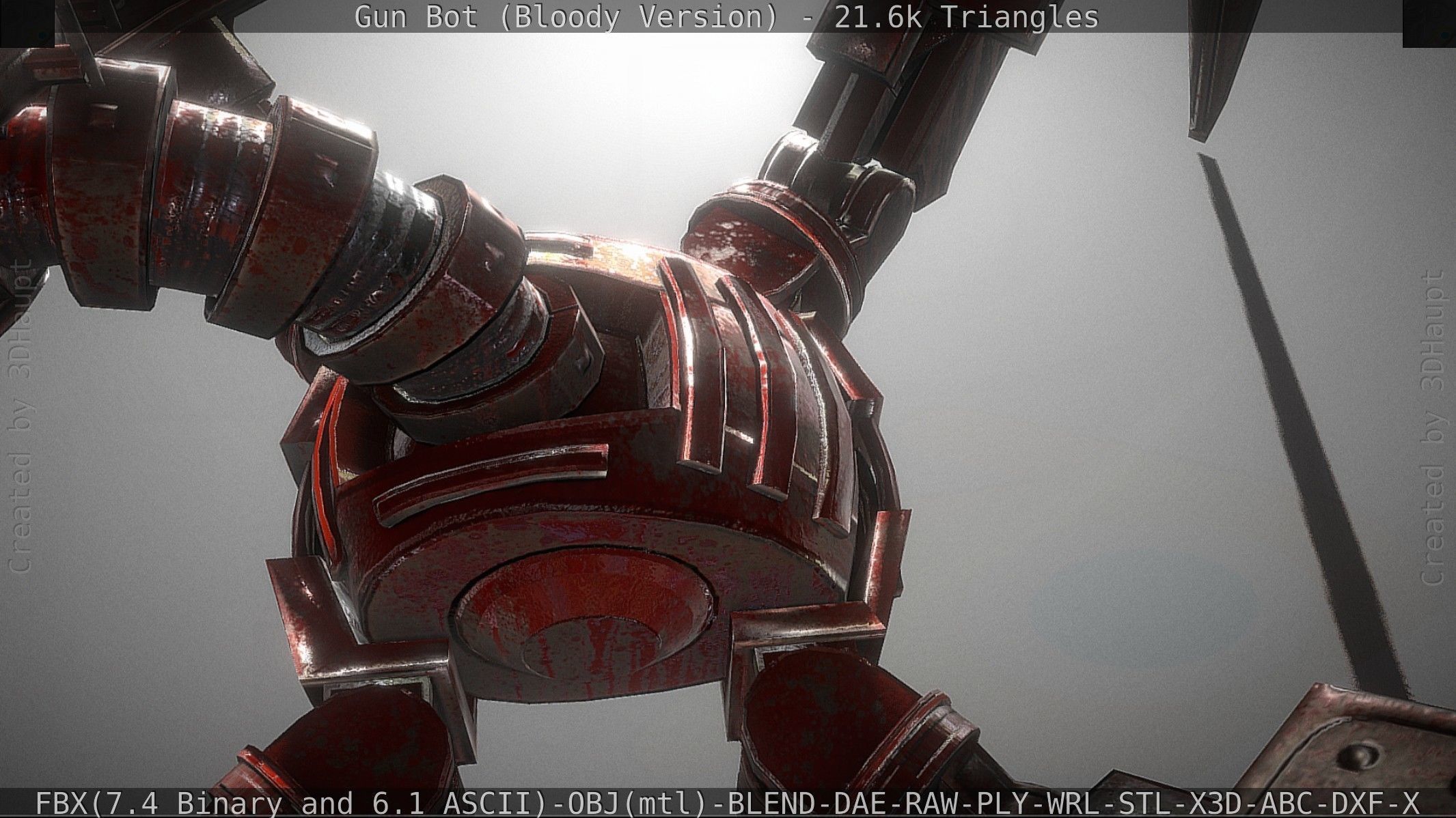 Bloody Gun Bot Low-poly 3D model_35