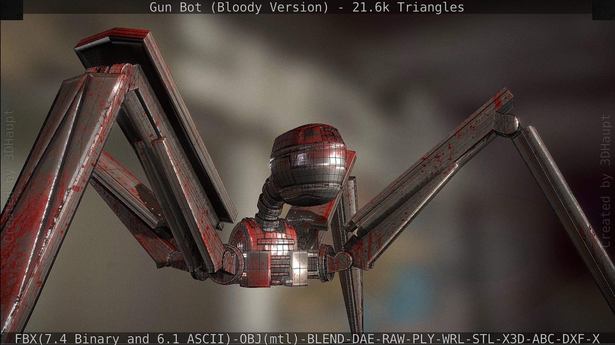 Bloody Gun Bot Low-poly 3D model_91